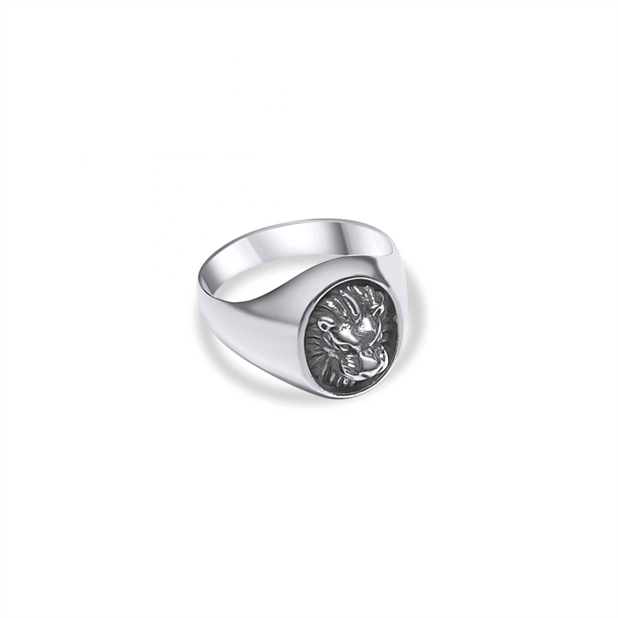 Silver lion head ring