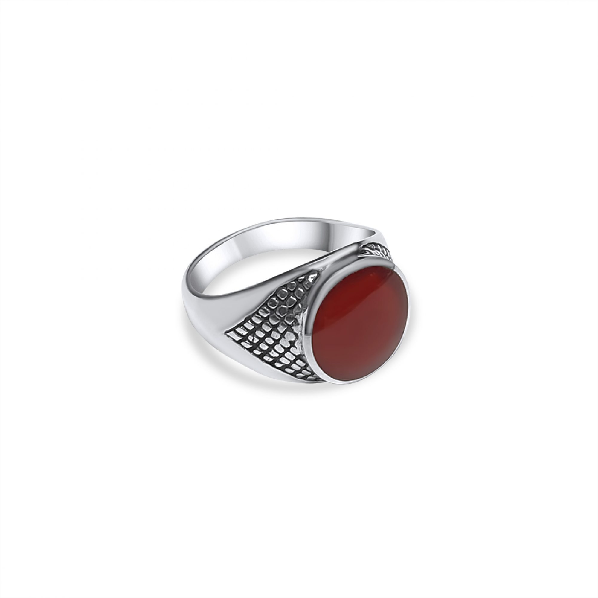 Silver ring with carnelian stone