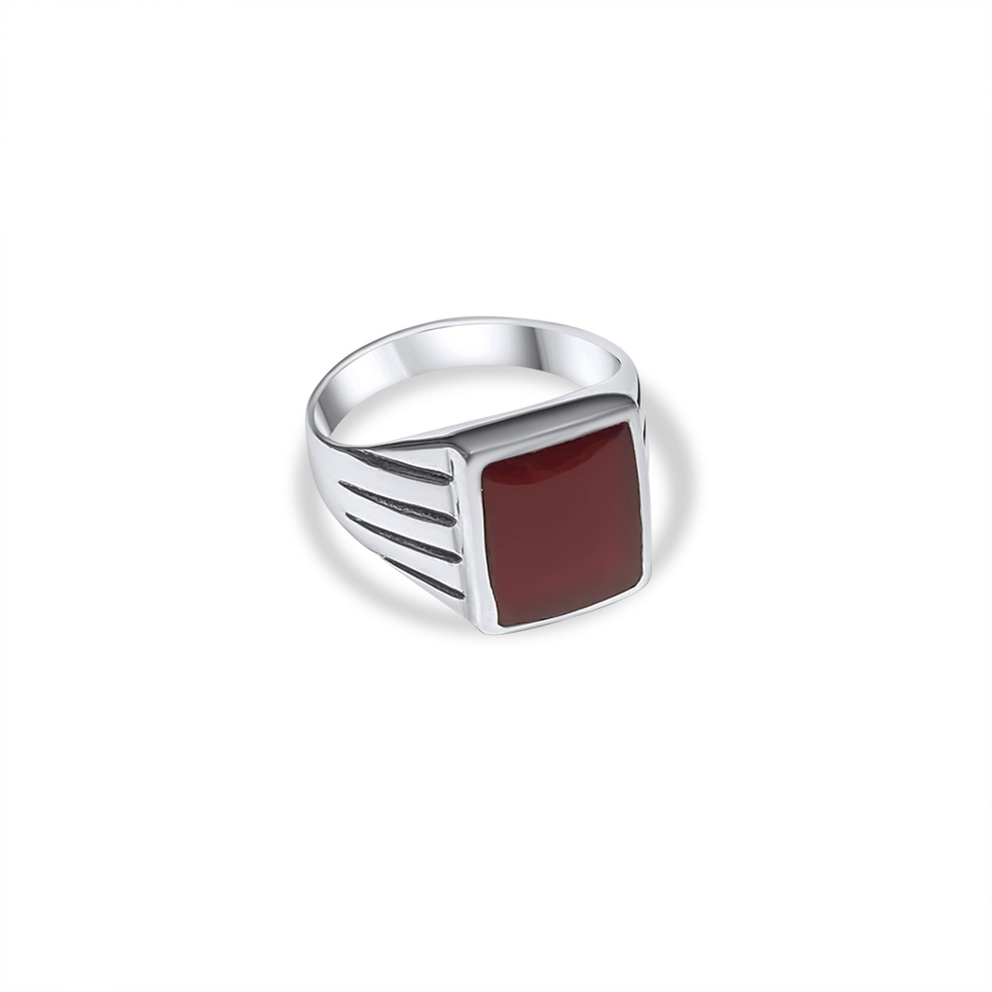 Silver ring with carnelian stone