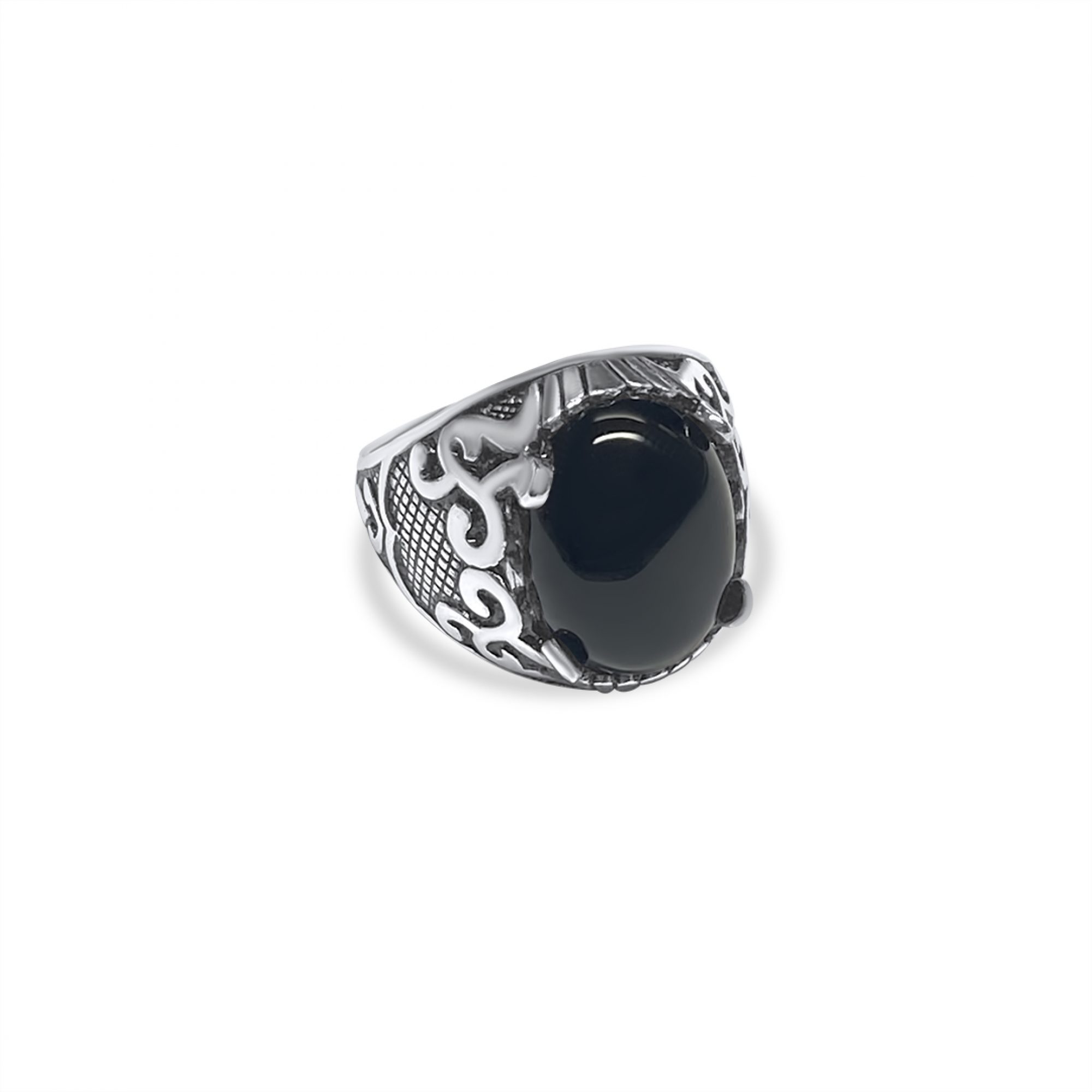 Silver ring with onyx stone