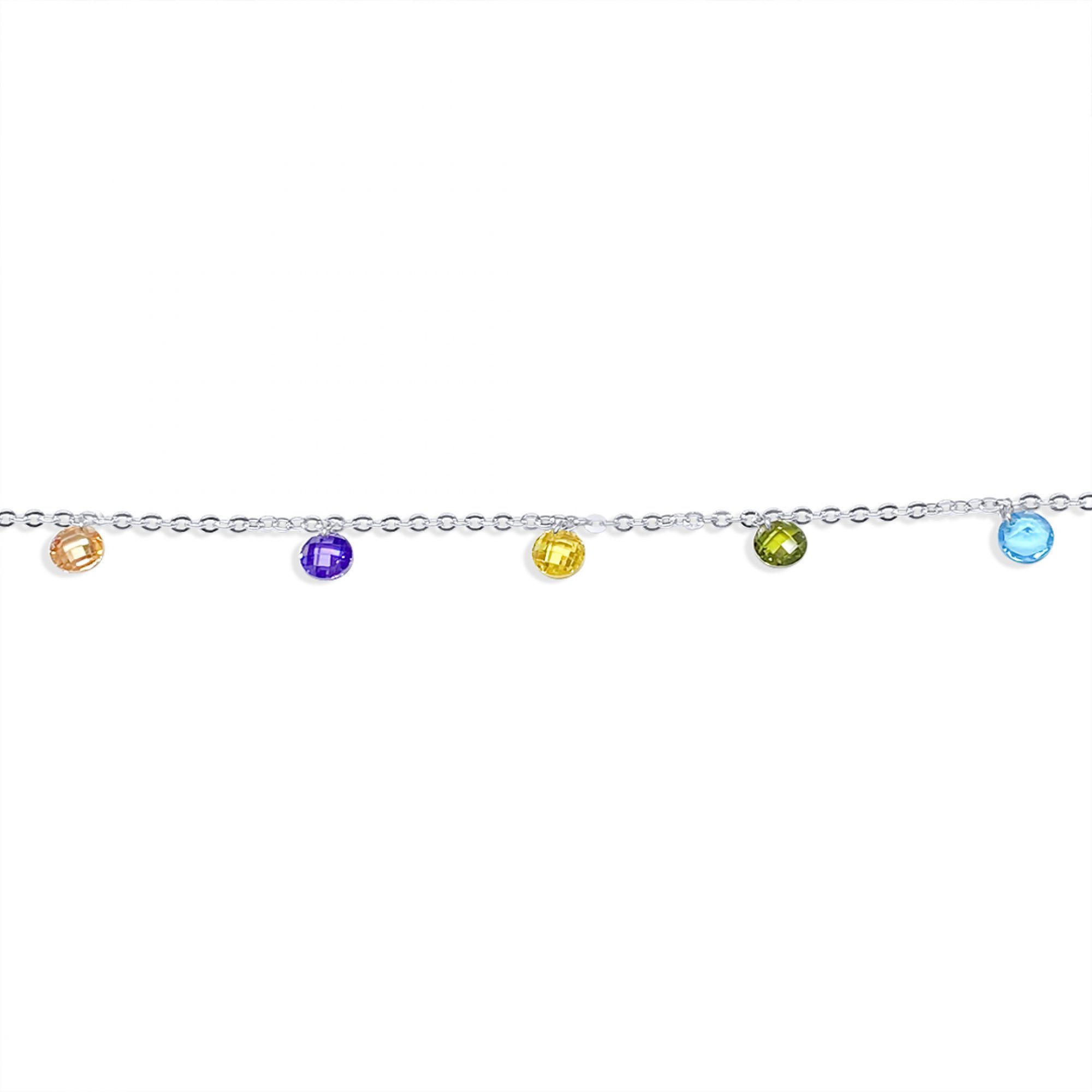 Bracelet with multicoloured zircon stones