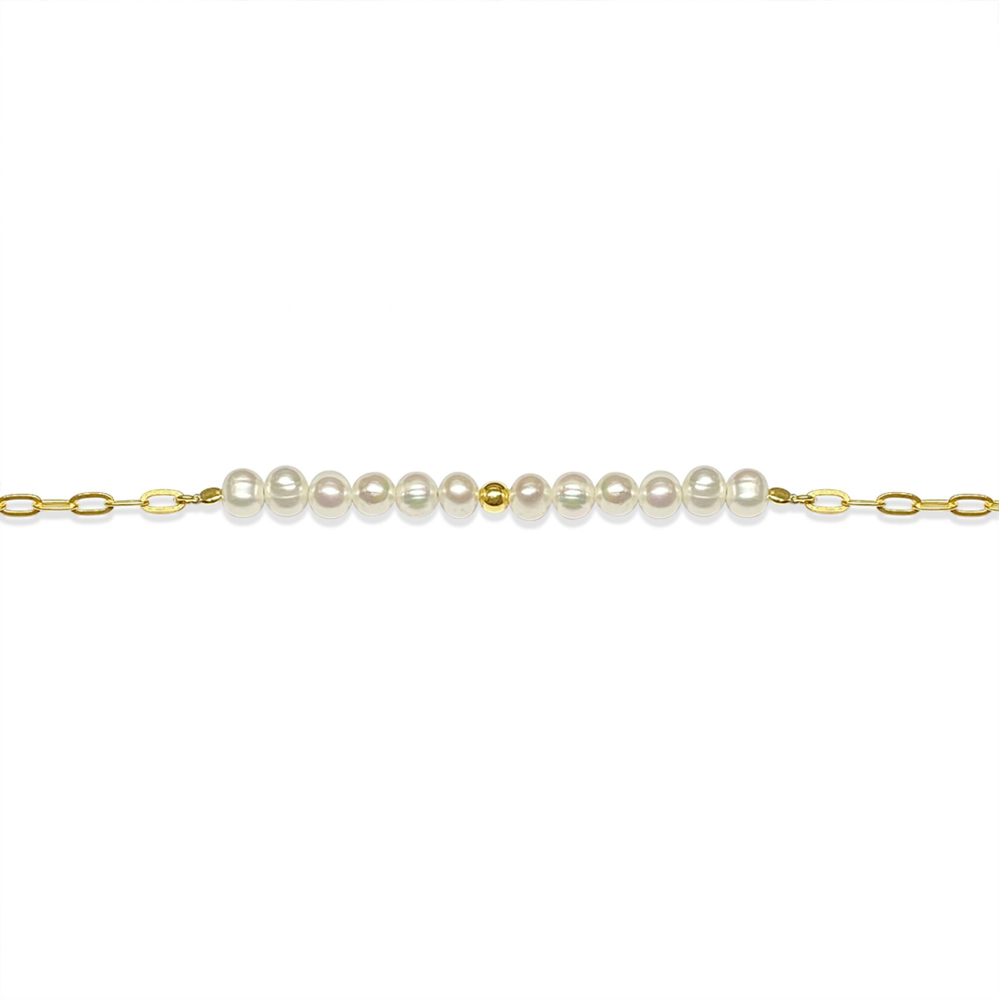 Gold plated bracelet with pearls