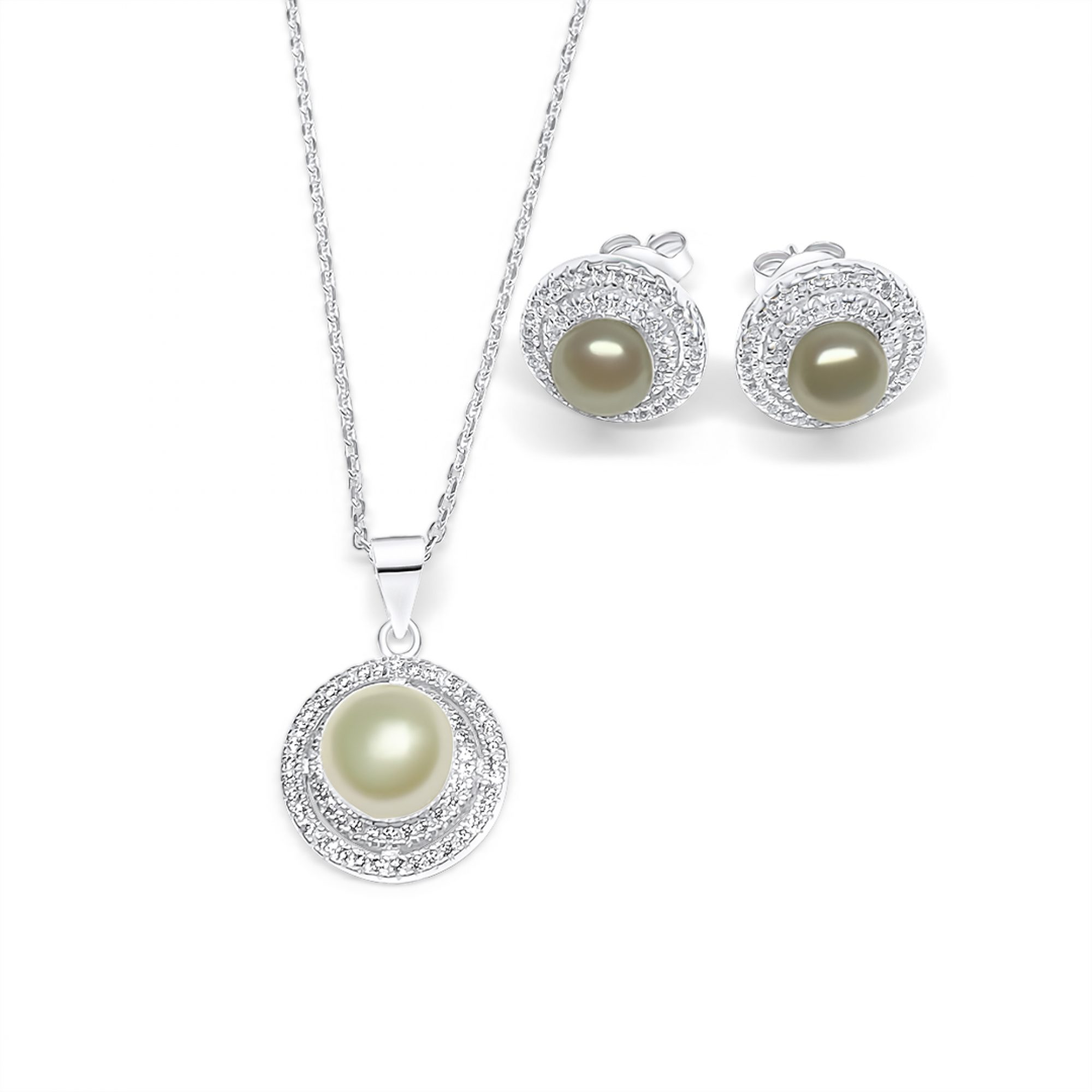 Set with pearl and zircon stones