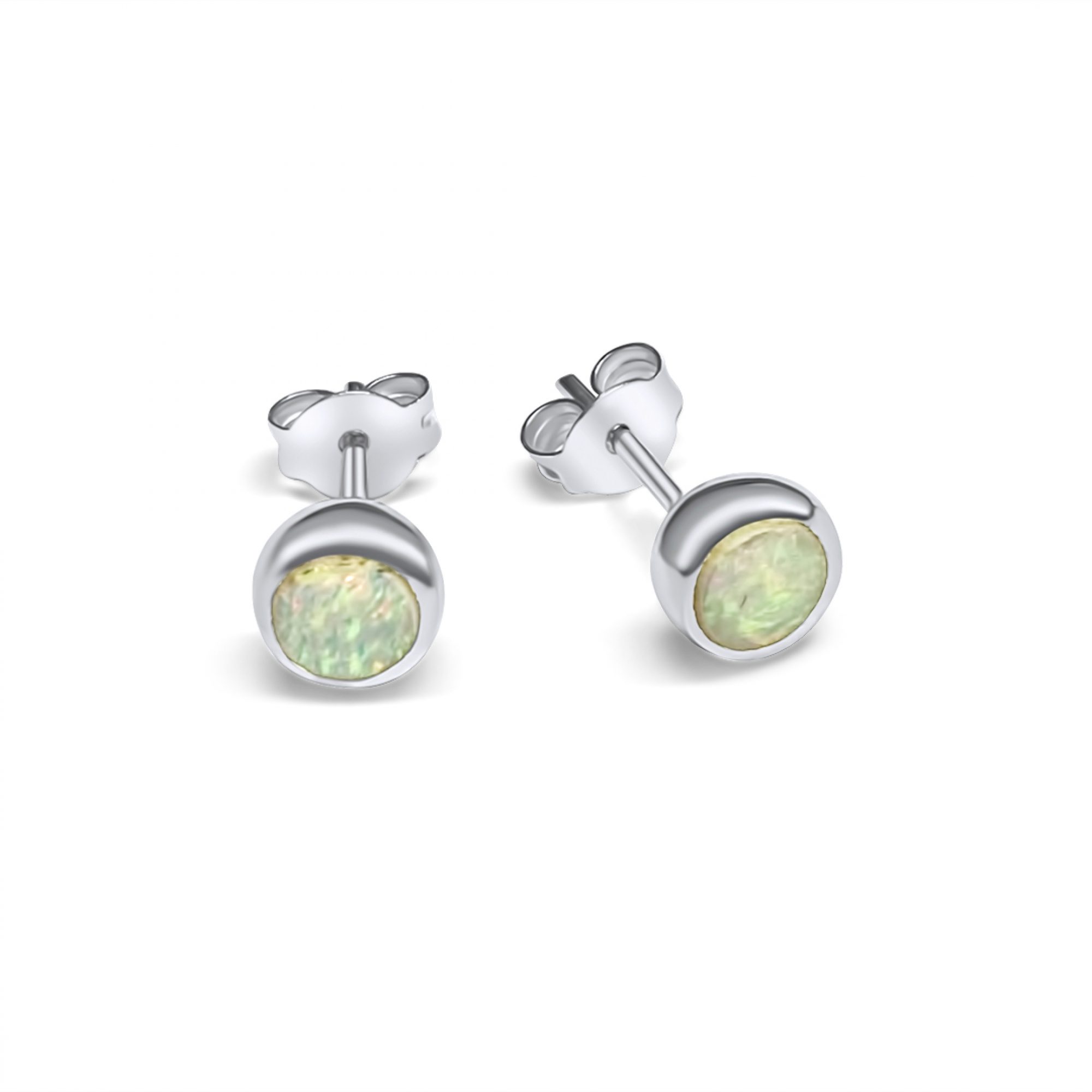 Stud earrings with white opal