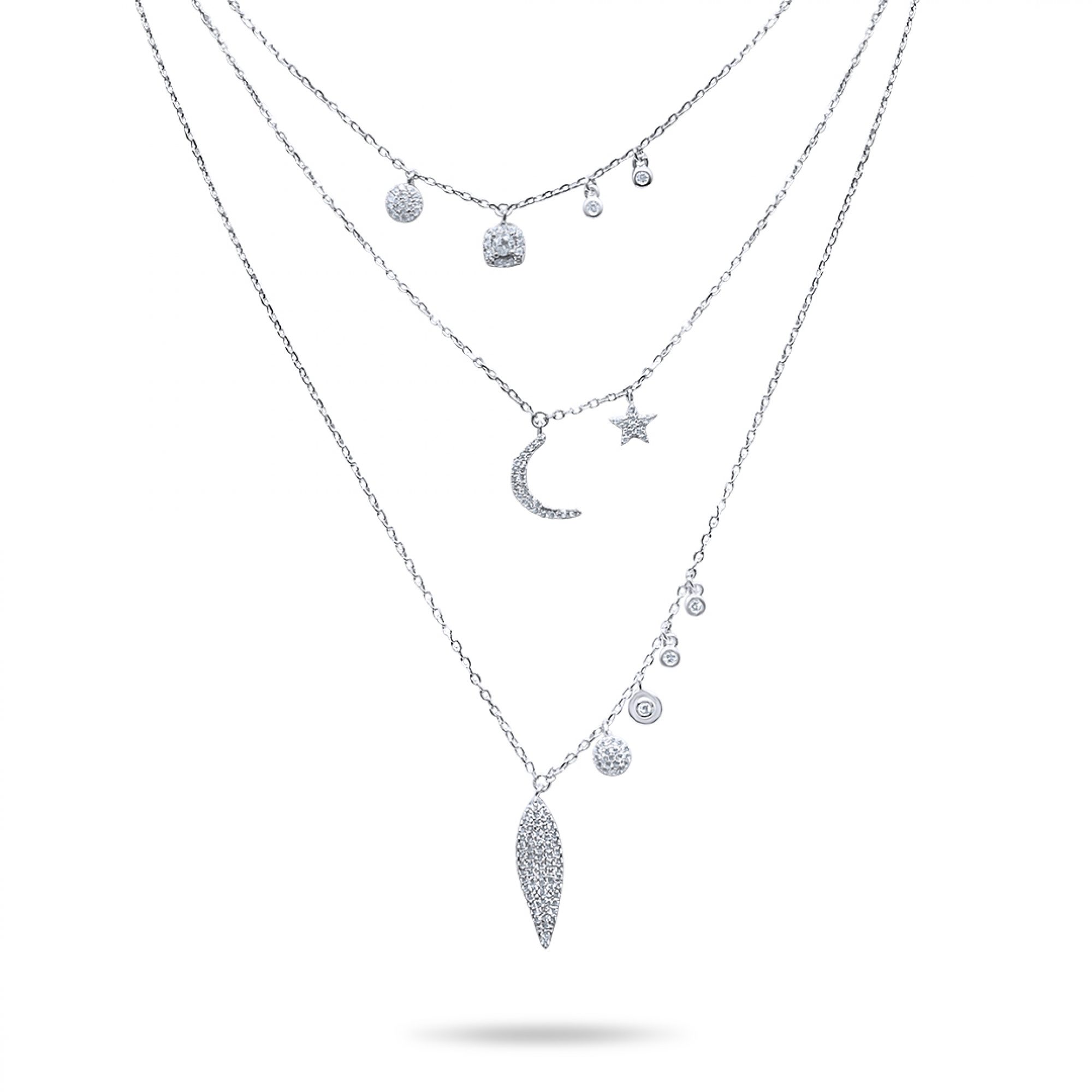 Triple necklace with zircon stones