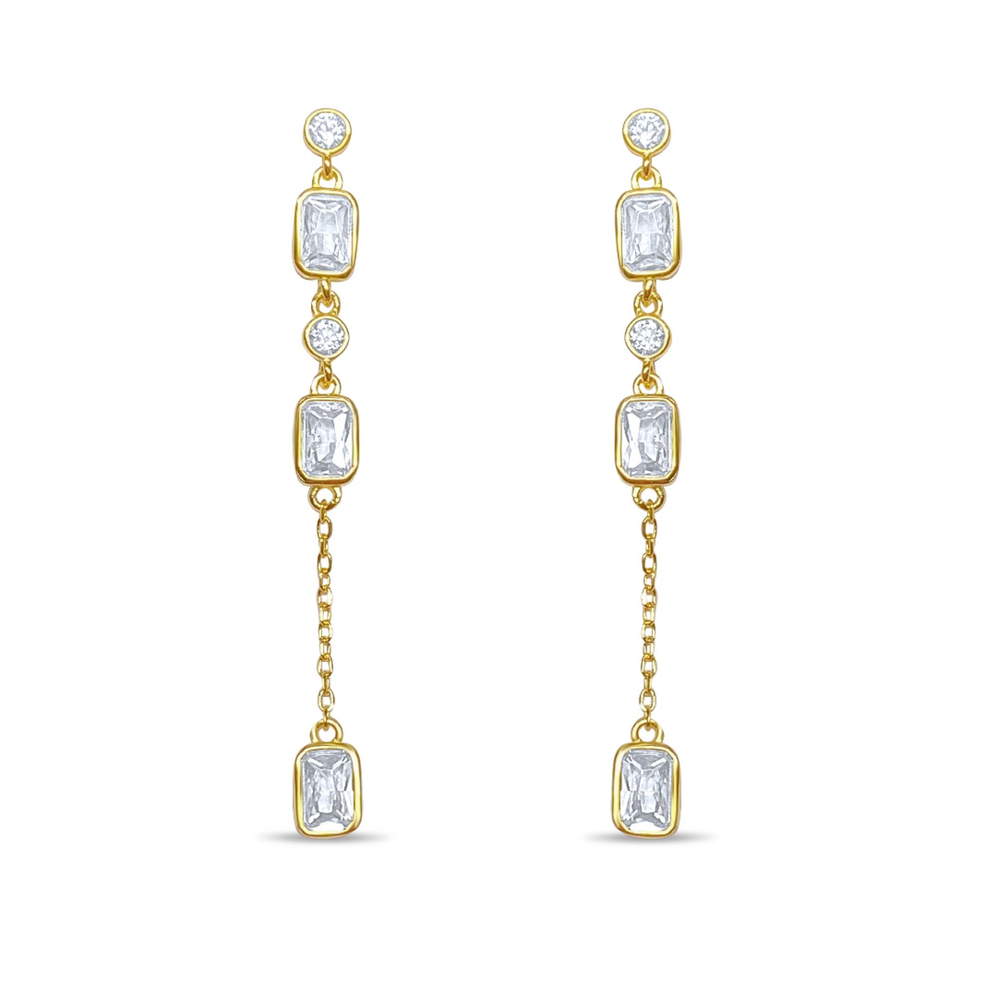 Gold plated earrings with zircon stones