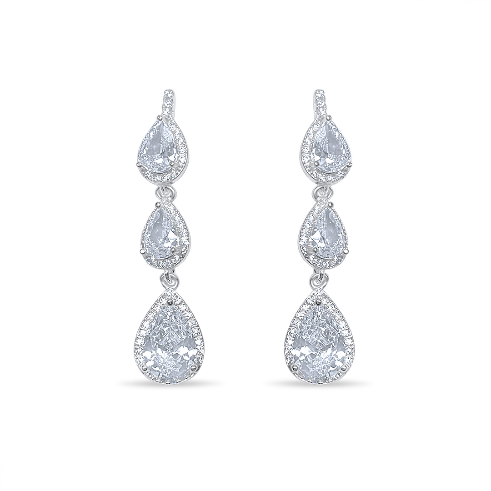 Silver earrings with zircon stones