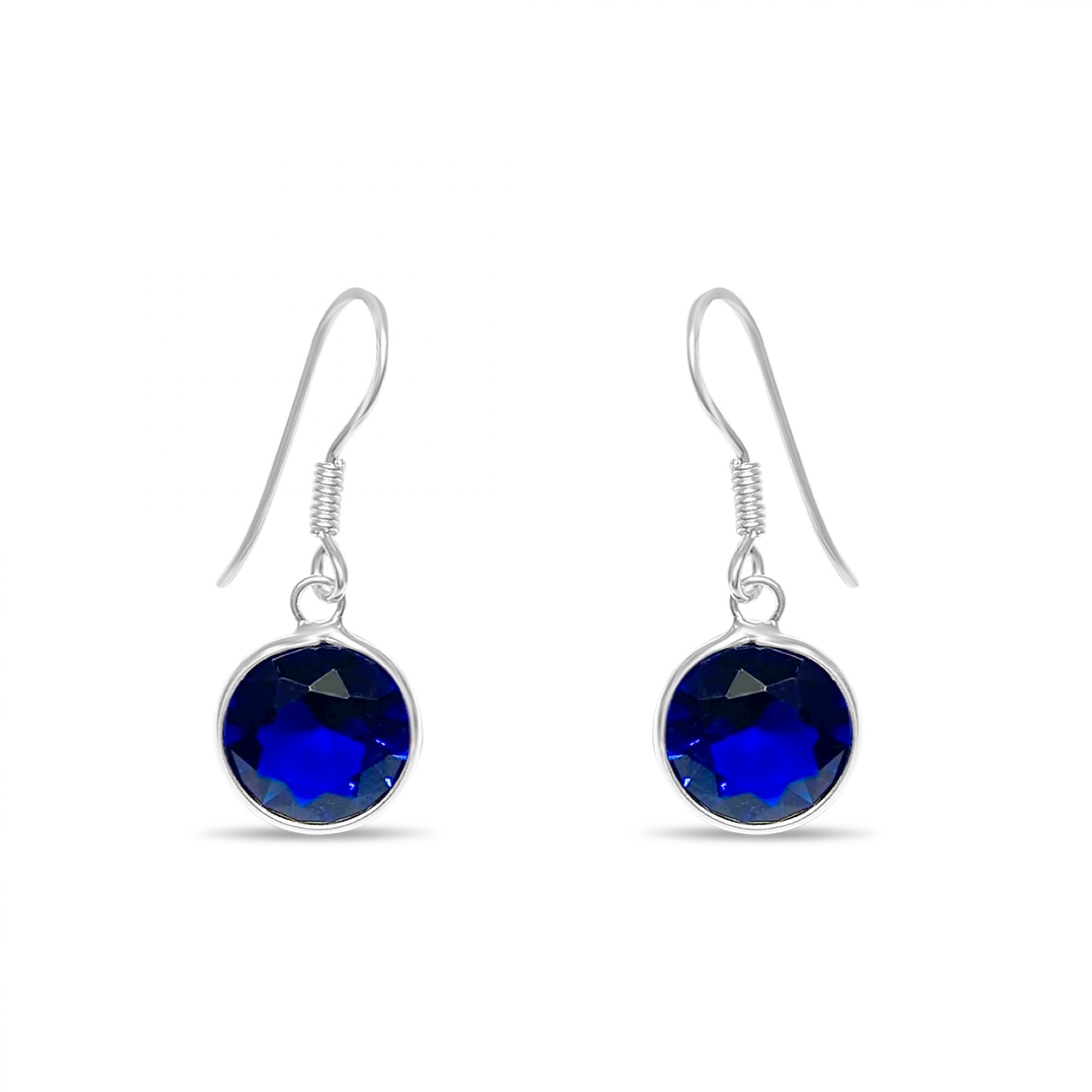 Silver dangle earrings with sapphire stone