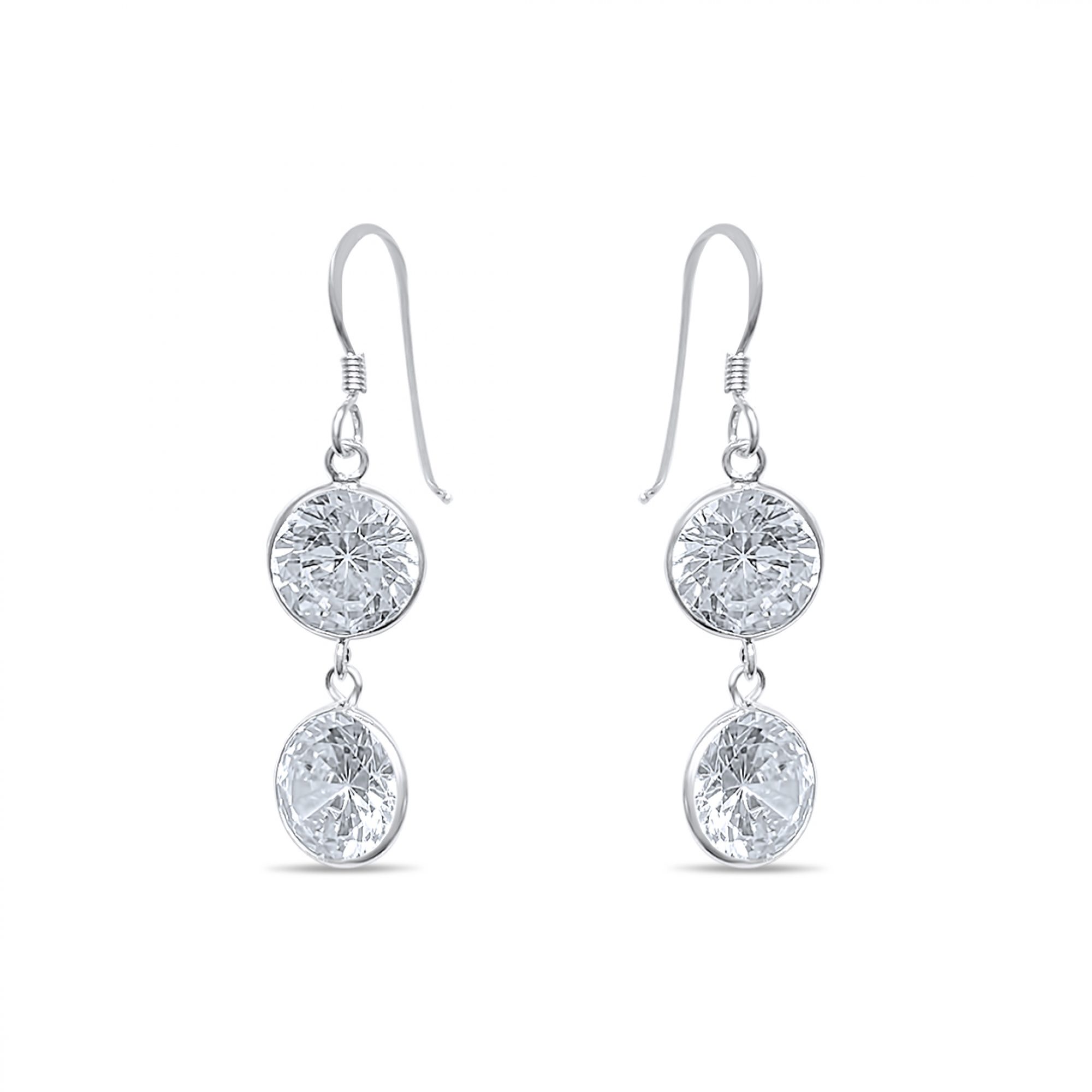 Silver earrings with zircon stones