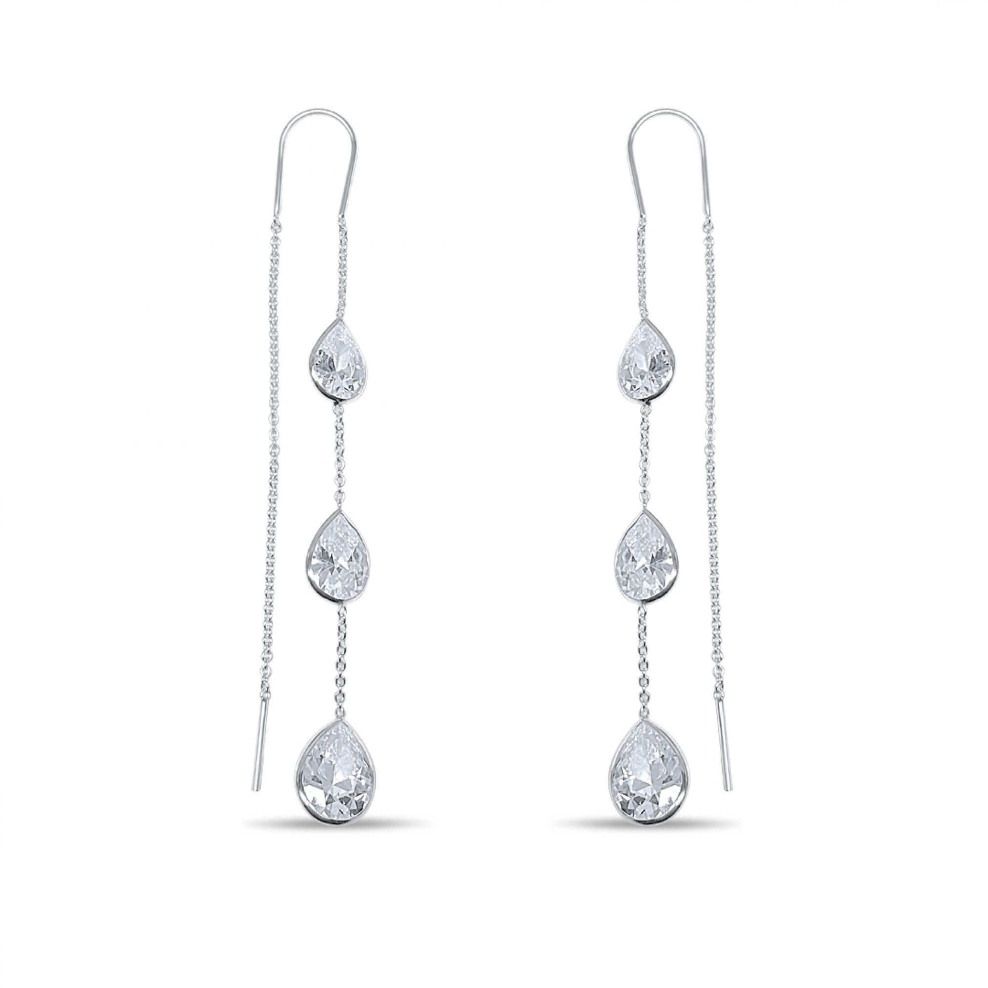 Silver earrings with zircon stones