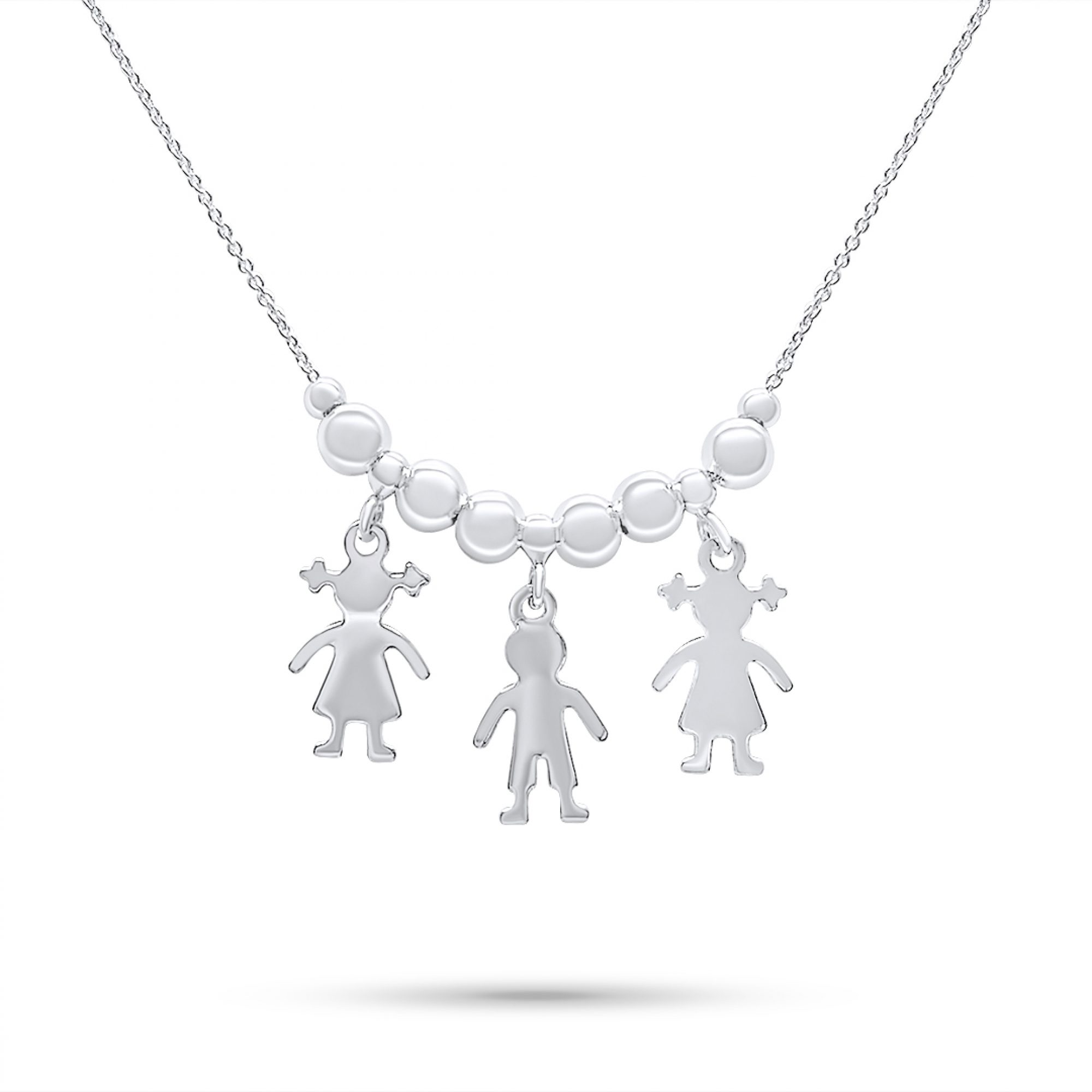 Family necklace with two girls and one boy