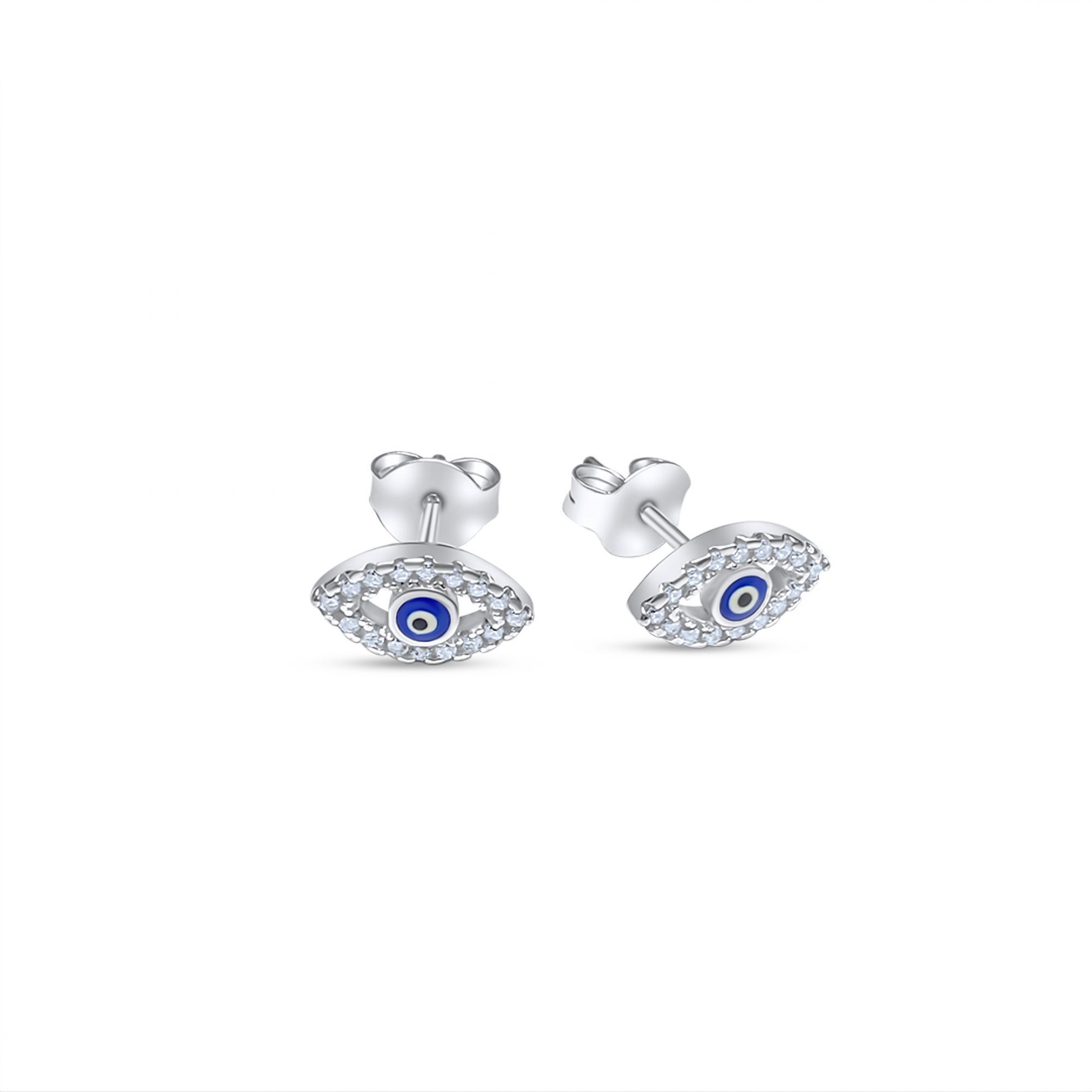 Eye stud earrings with zircon stones