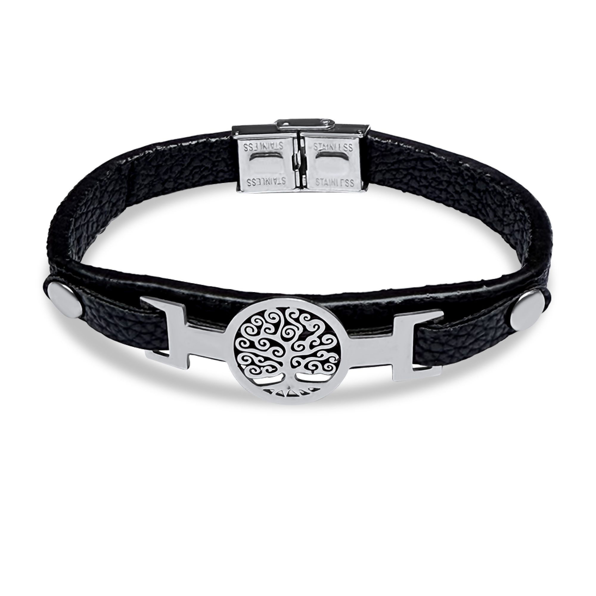 Leather-Steel bracelet