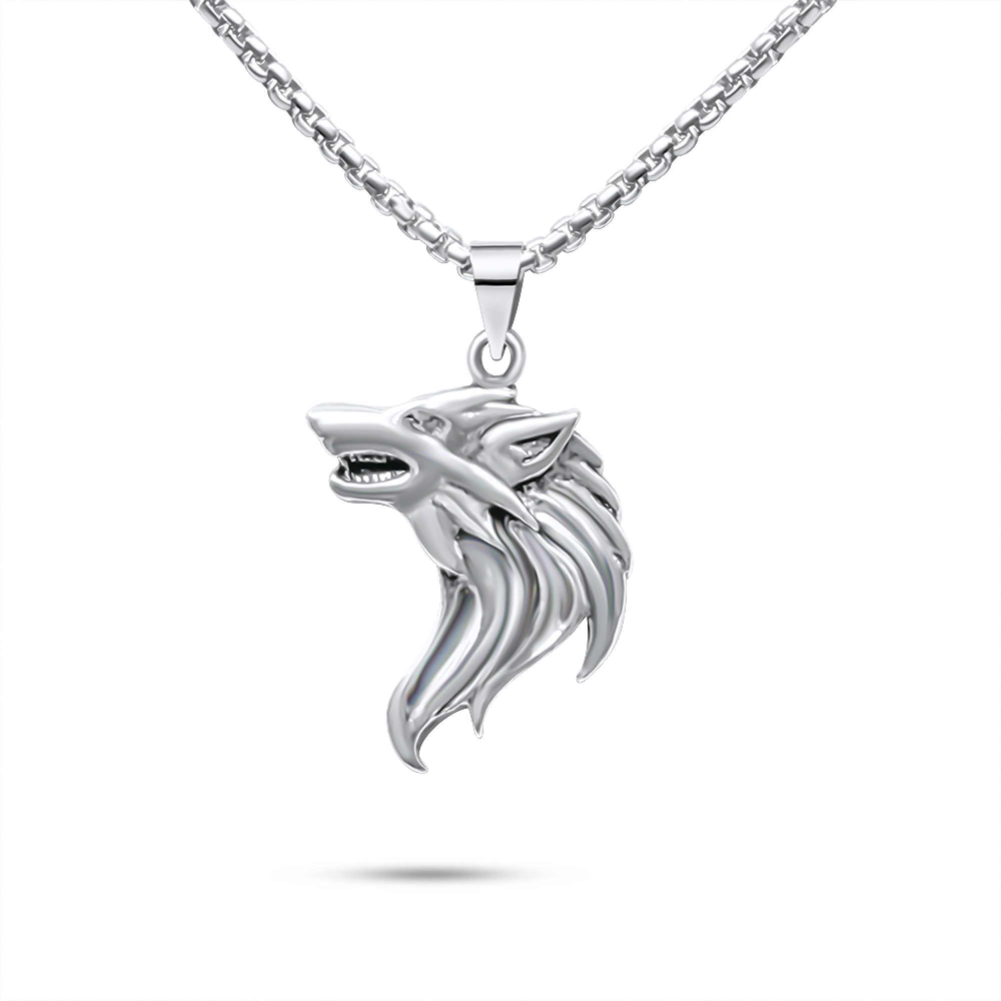 Steel wolf necklace