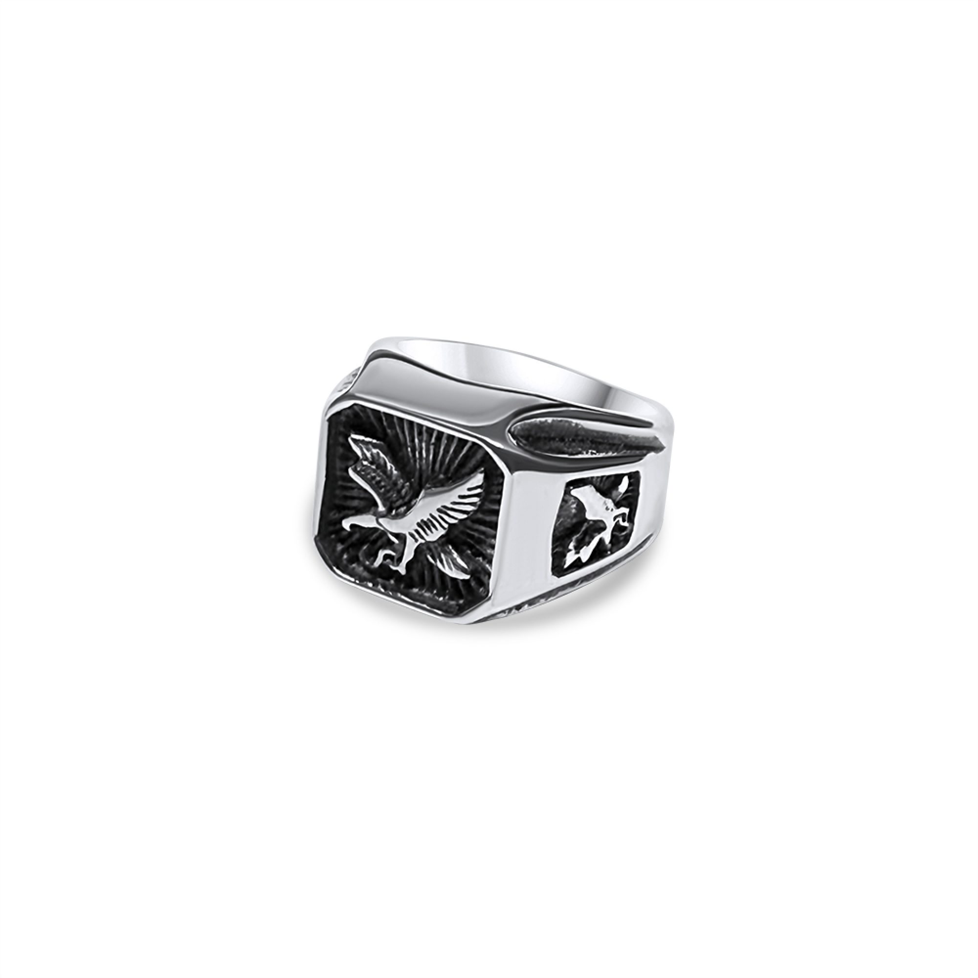 Steel eagle ring