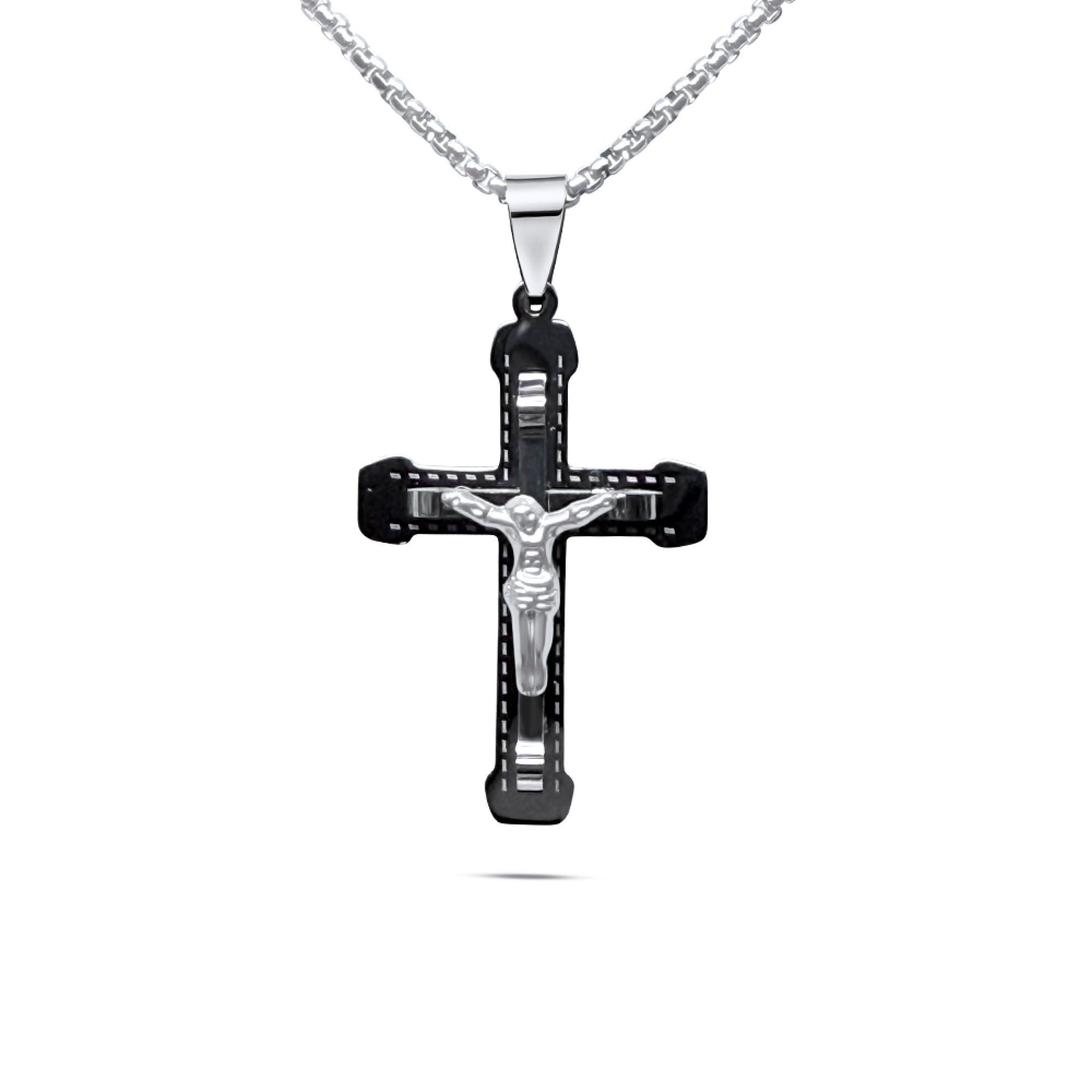 Steel crucifix necklace