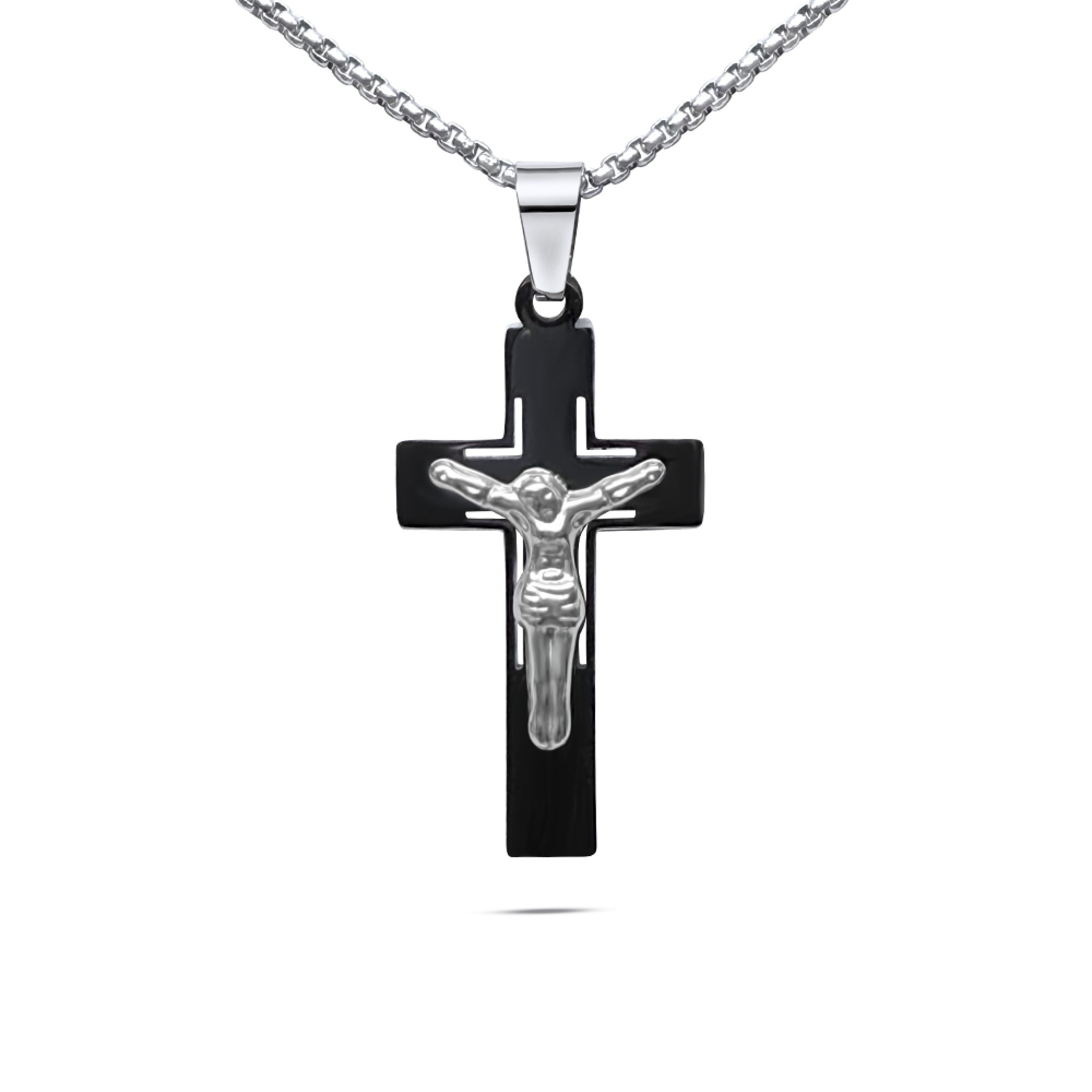 Steel crucifix necklace