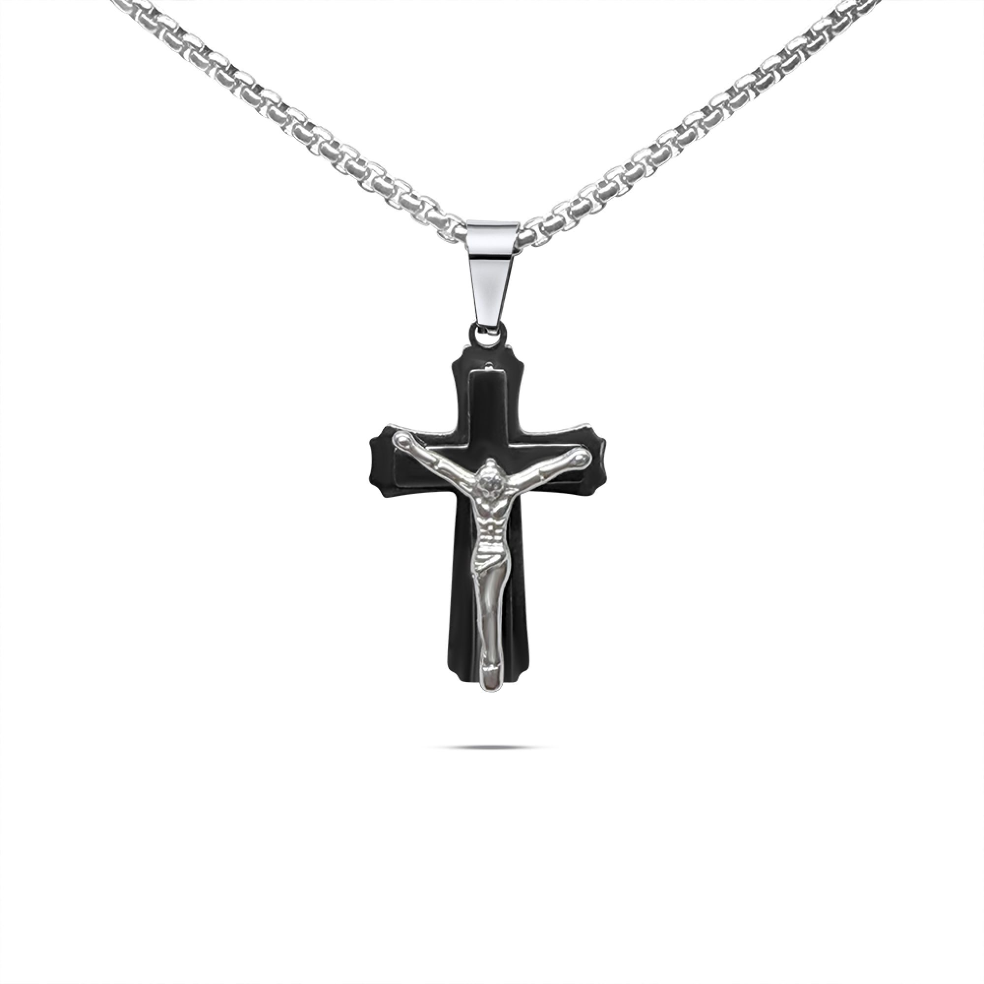 Steel crucifix necklace