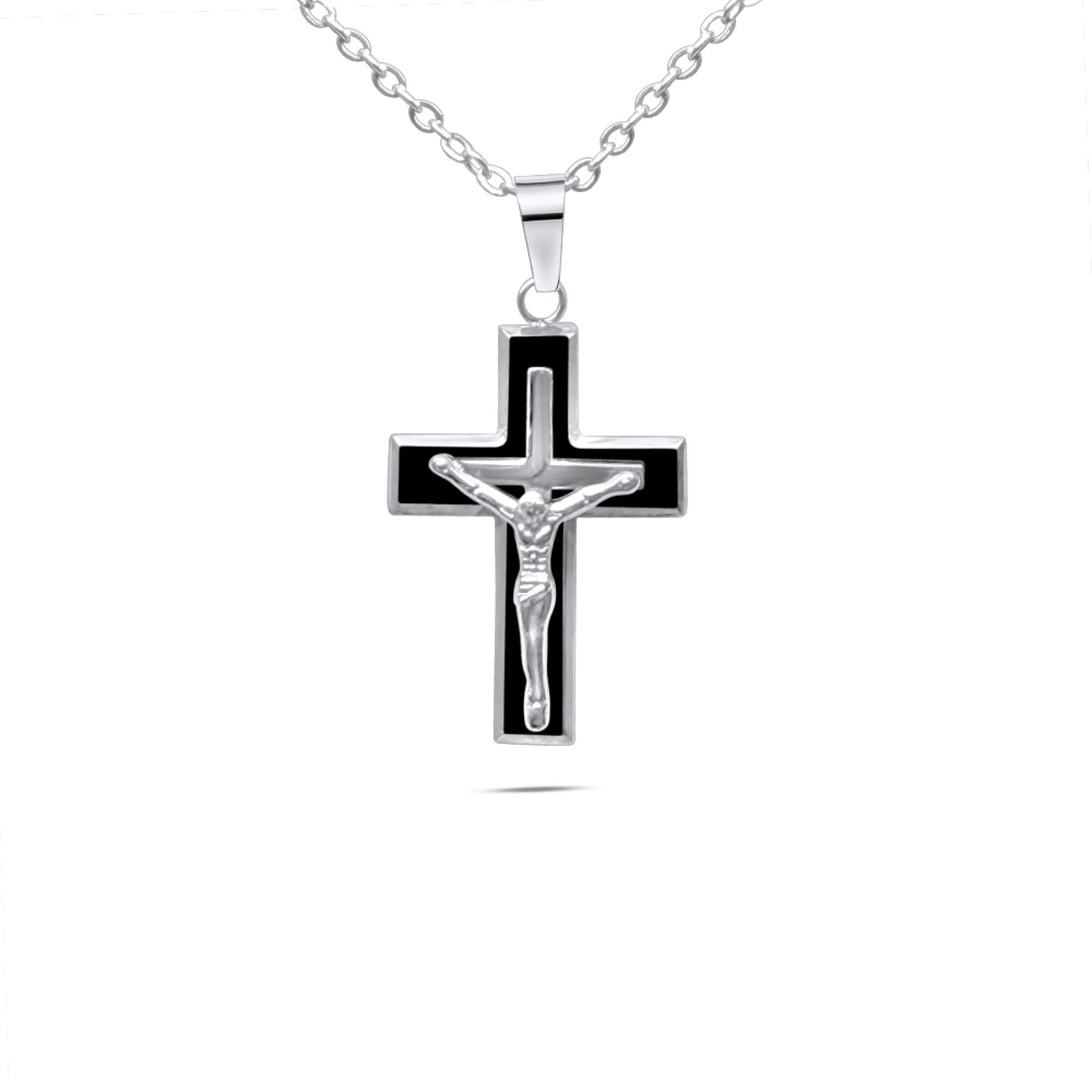 Steel crucifix necklace