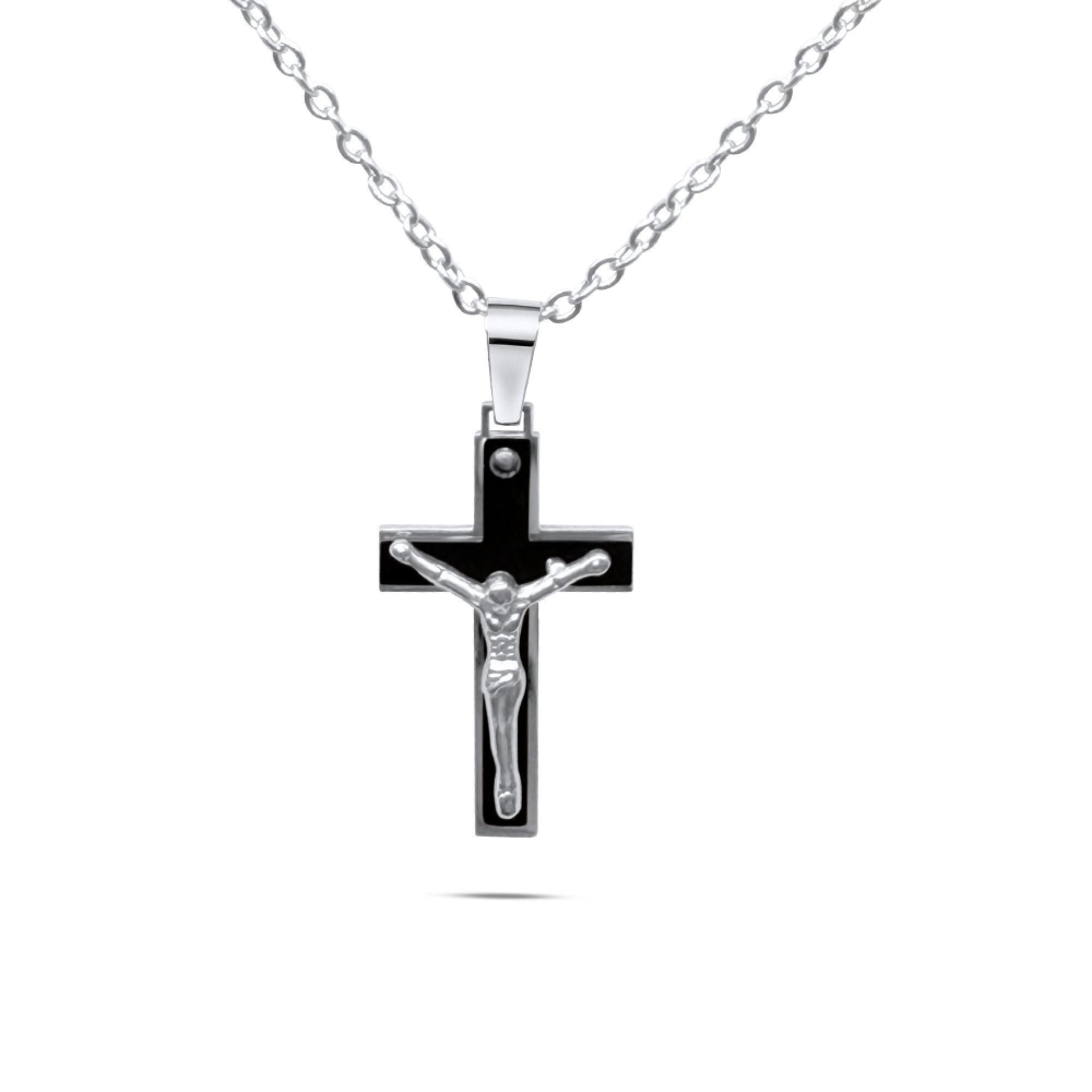 Steel crucifix necklace