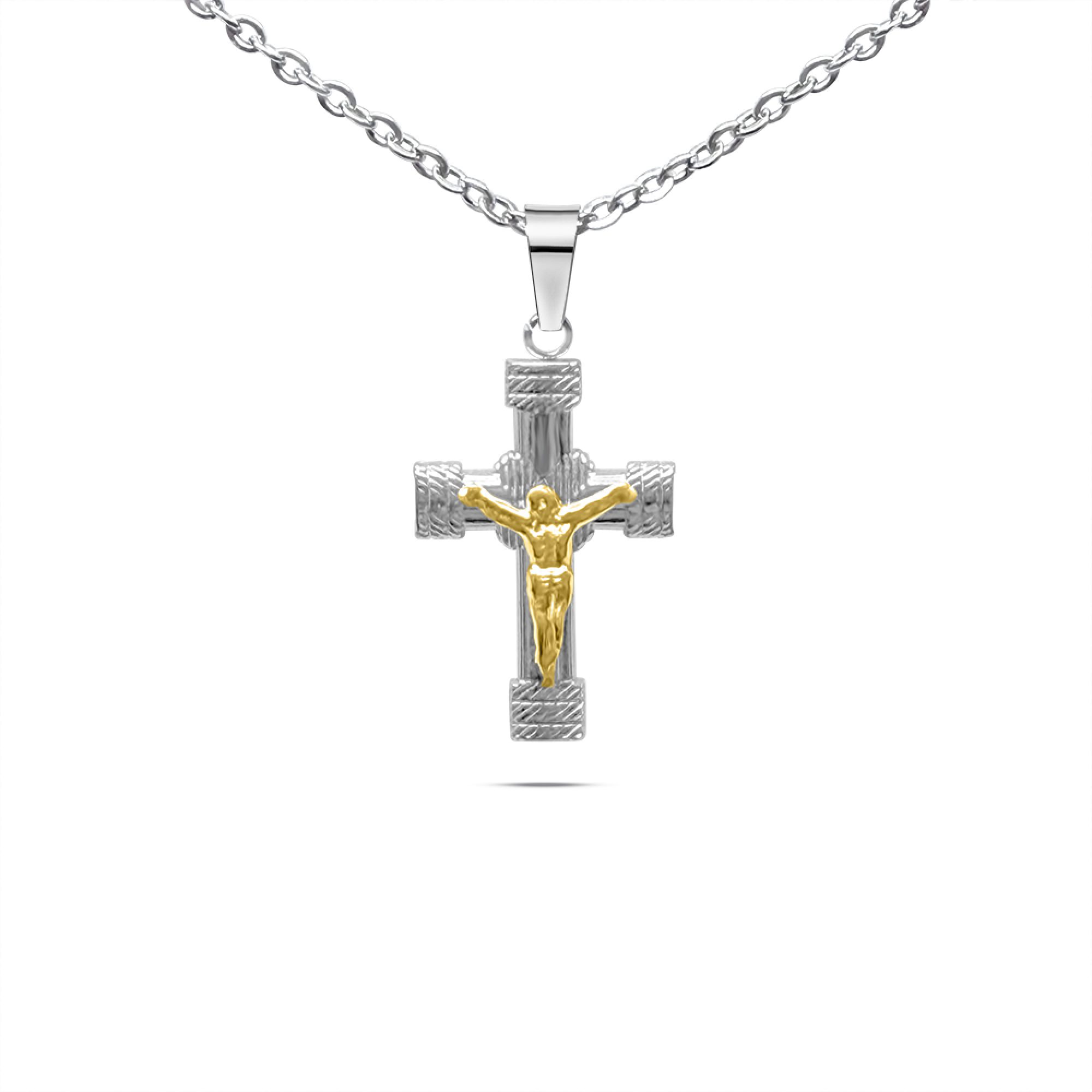 Steel crucifix necklace