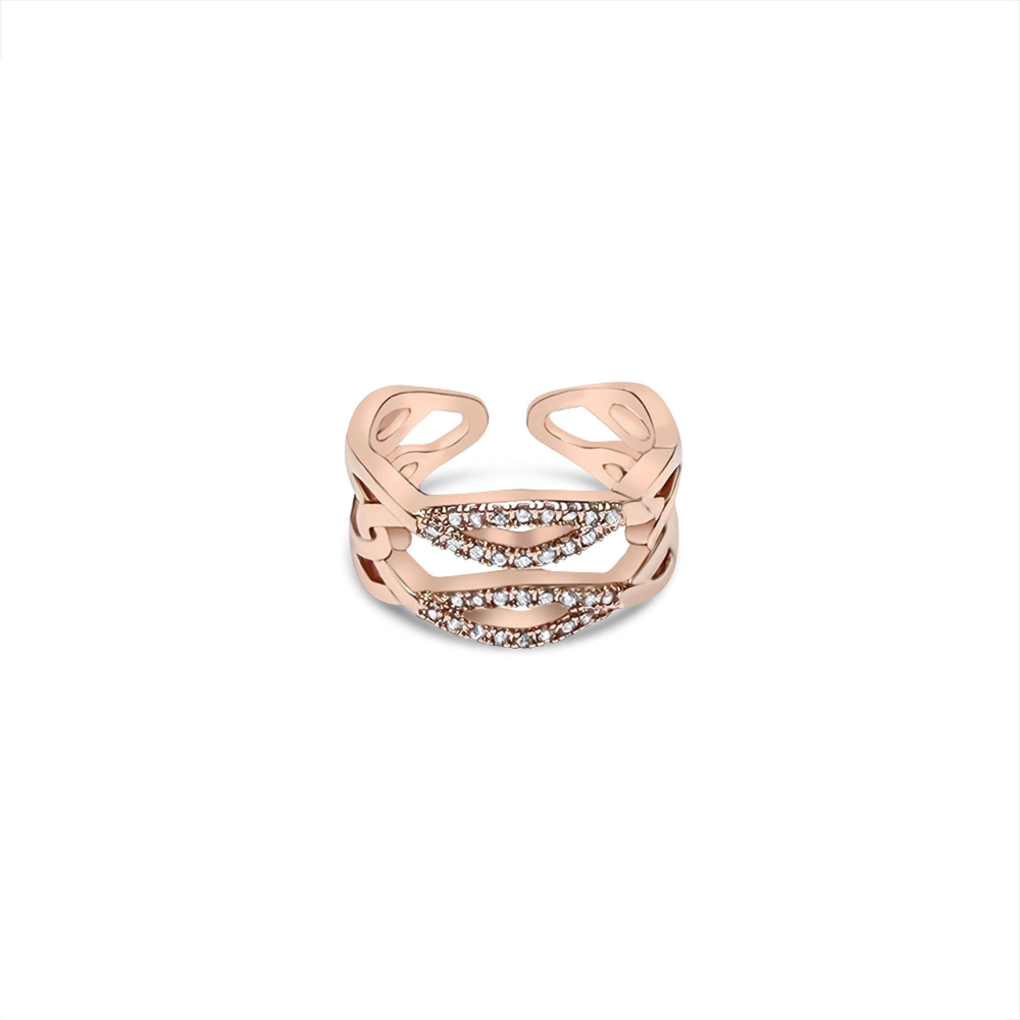 Rose gold plated steel ring