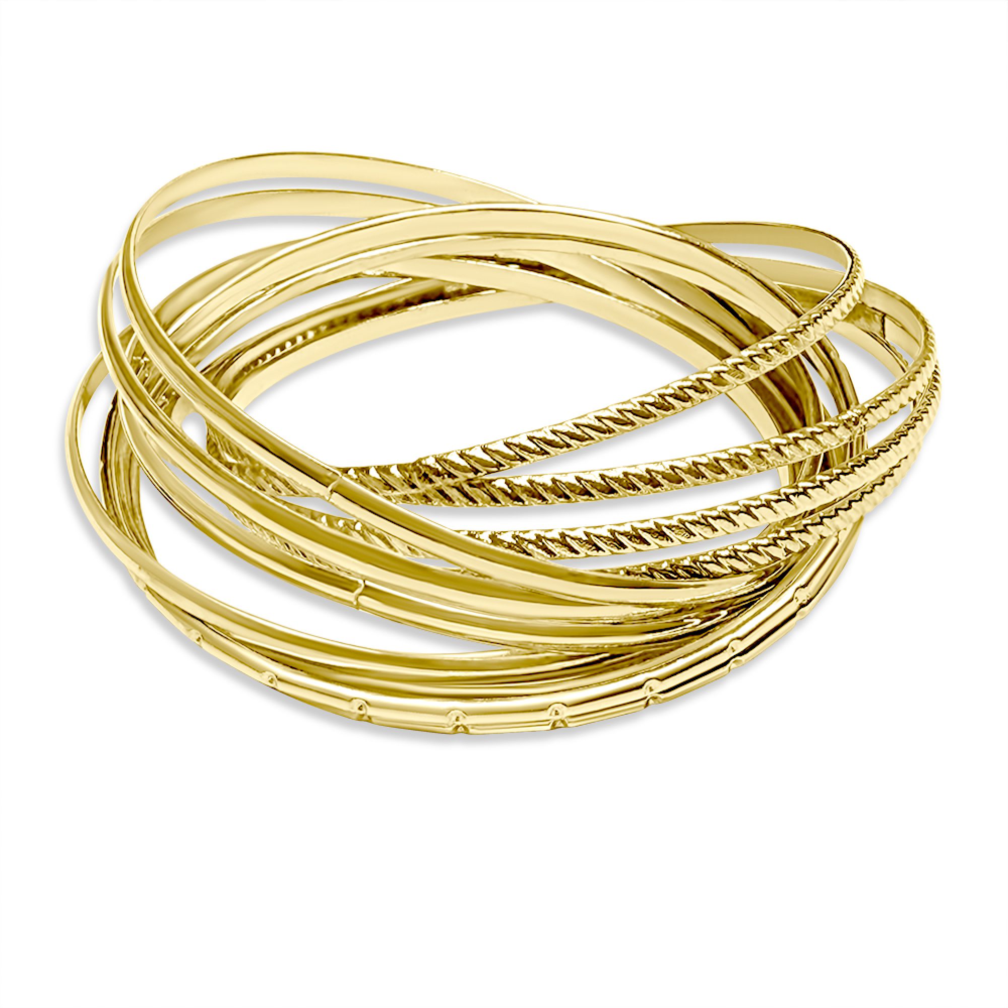 Gold plated steel bangle bracelets