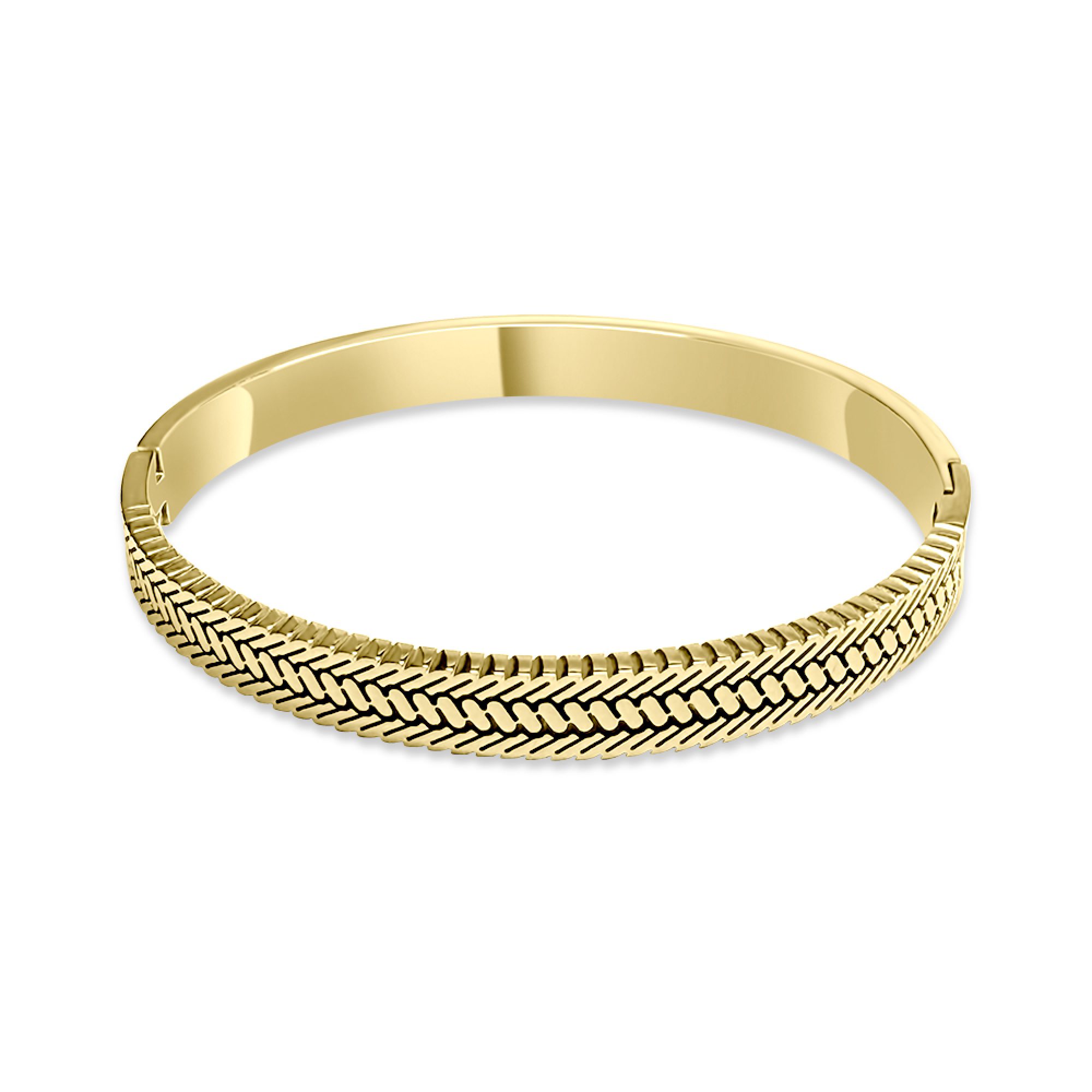 Gold plated steel bangle bracelet