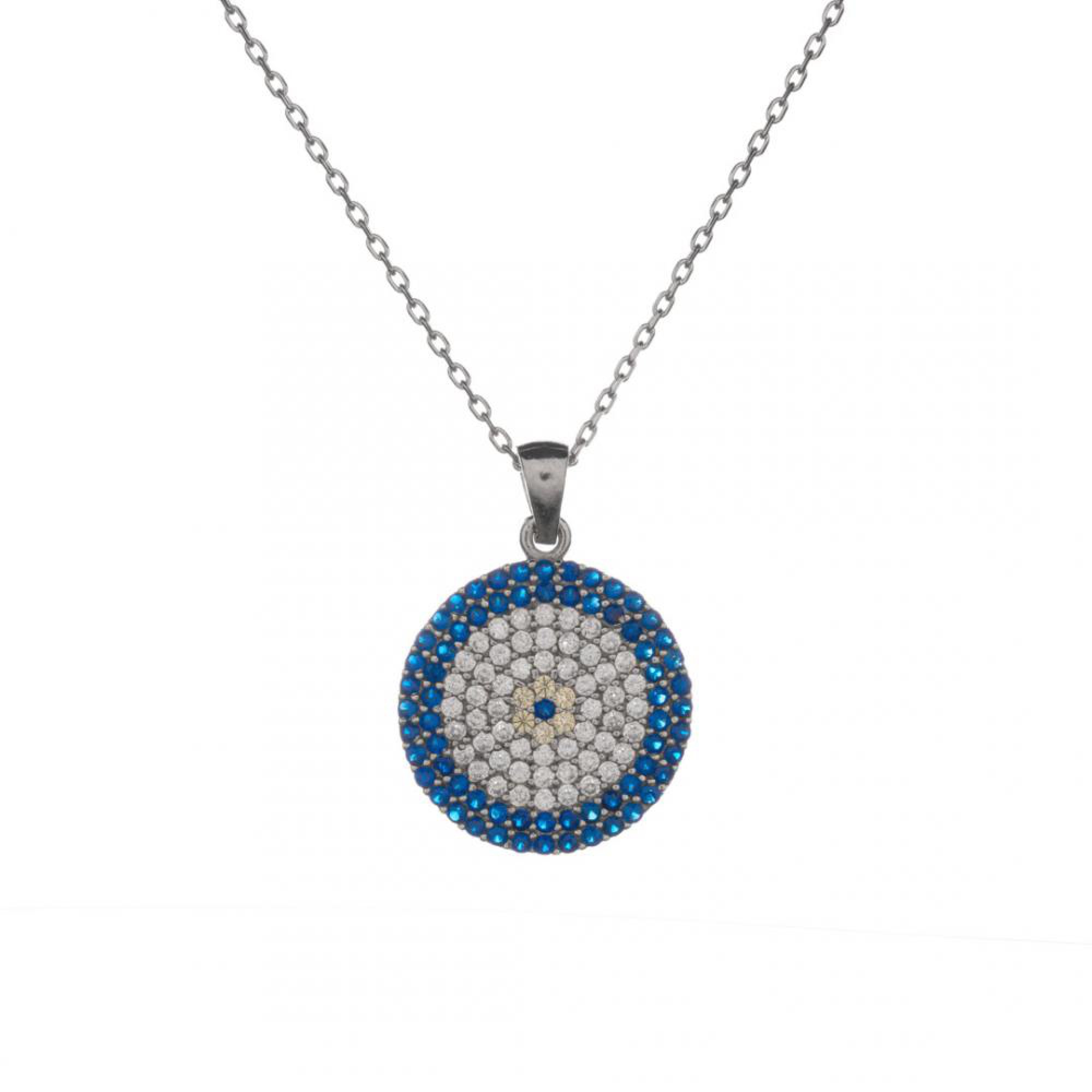 Eye pendant necklace with zircon stones