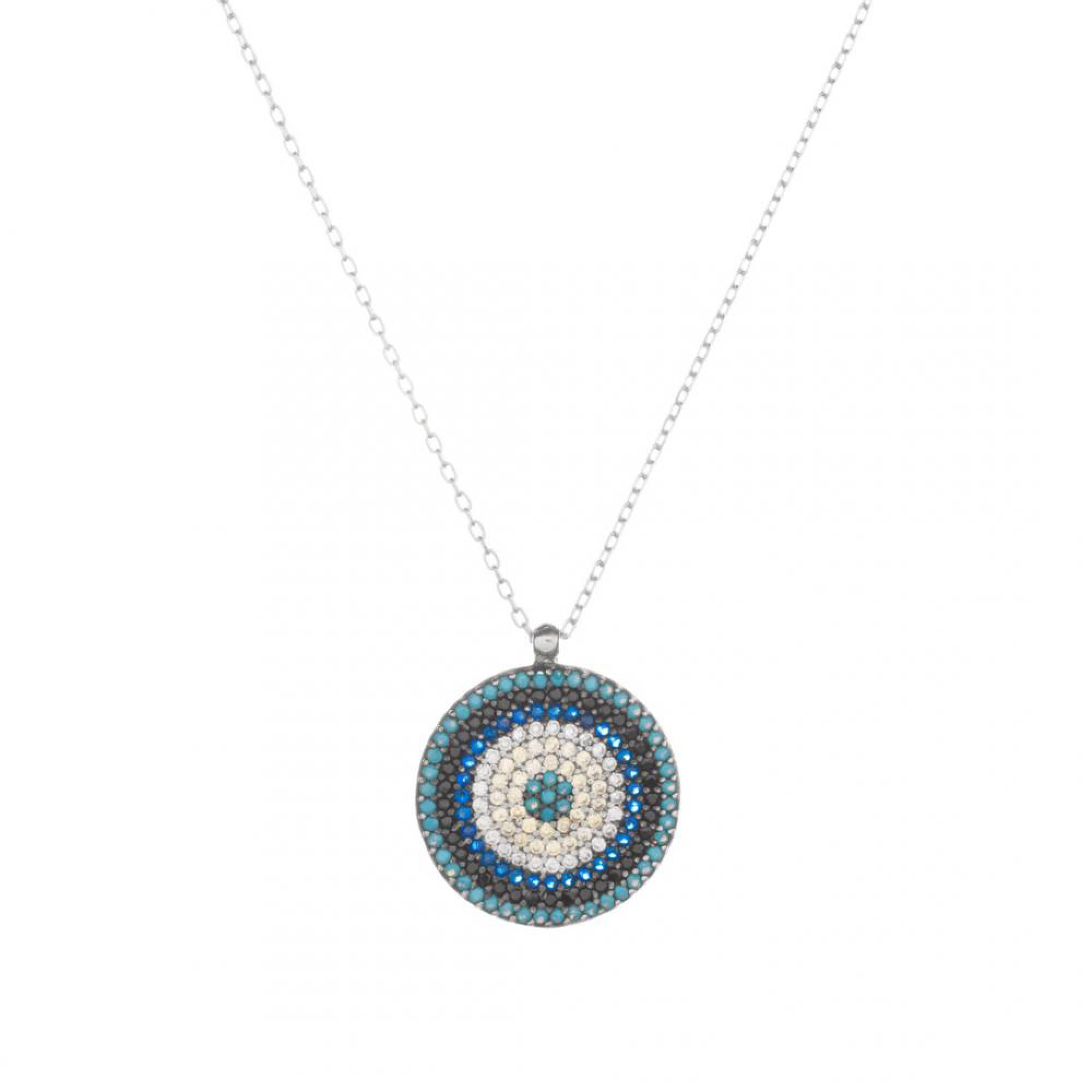 Eye pendant necklace with zircon stones