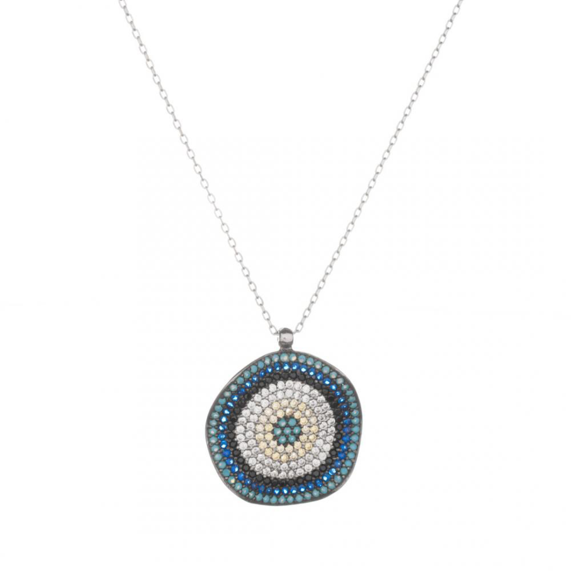 Eye pendant necklace with zircon stones