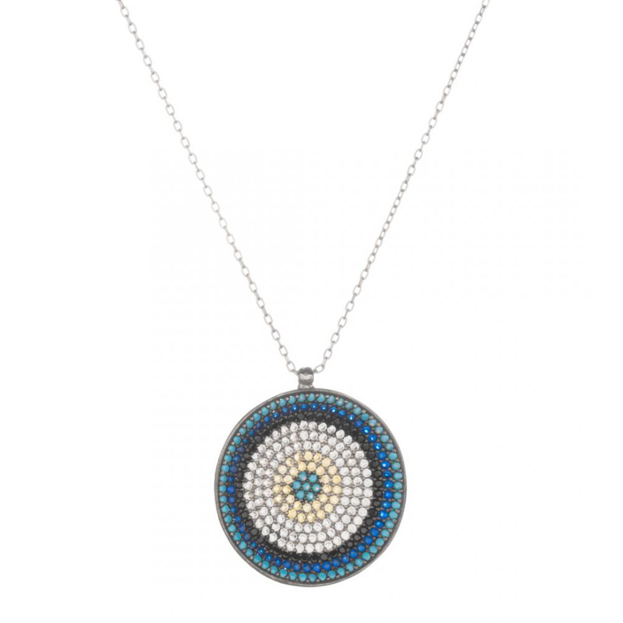 Eye pendant necklace with zircon stones