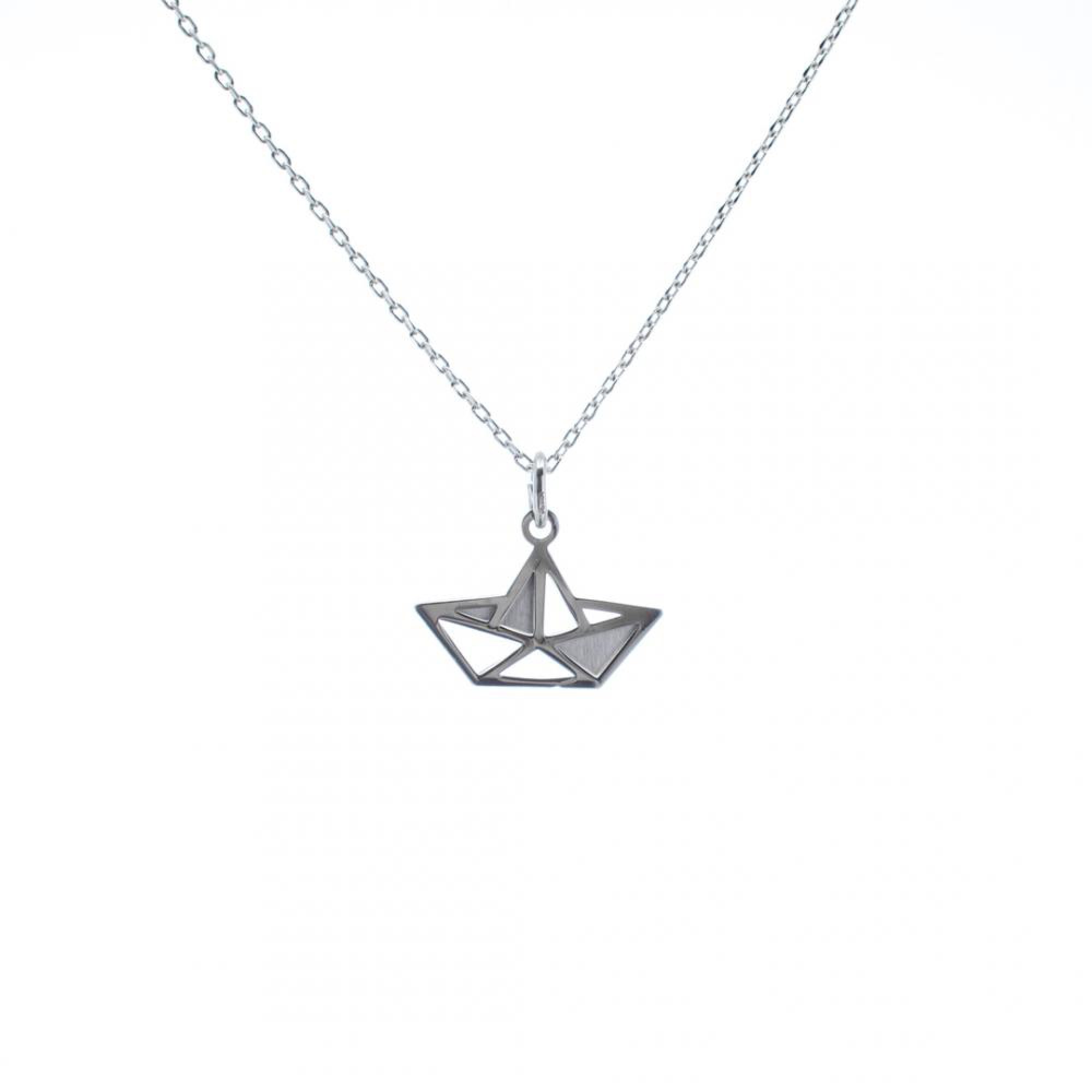 Origami boat necklace