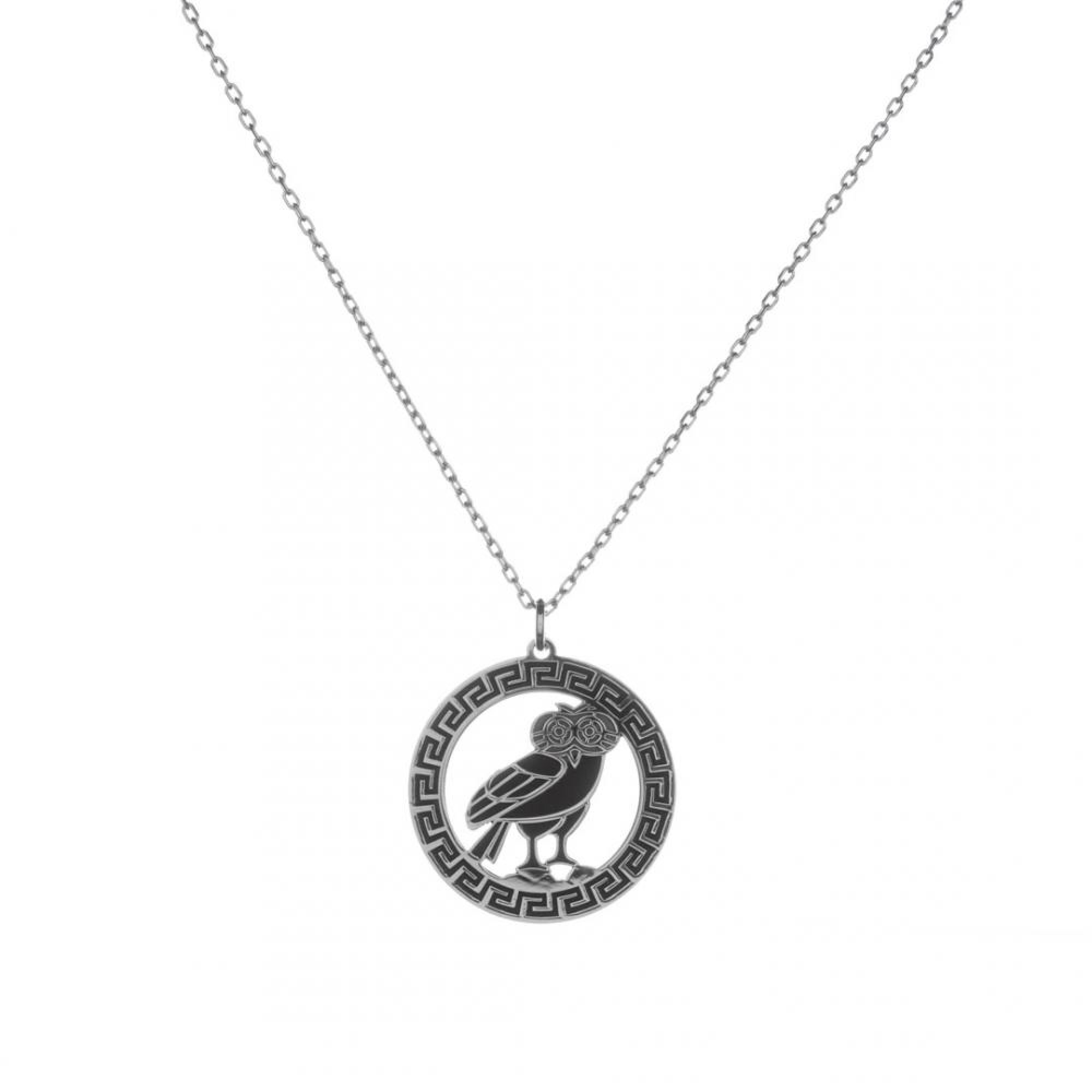 Owl necklace with meander