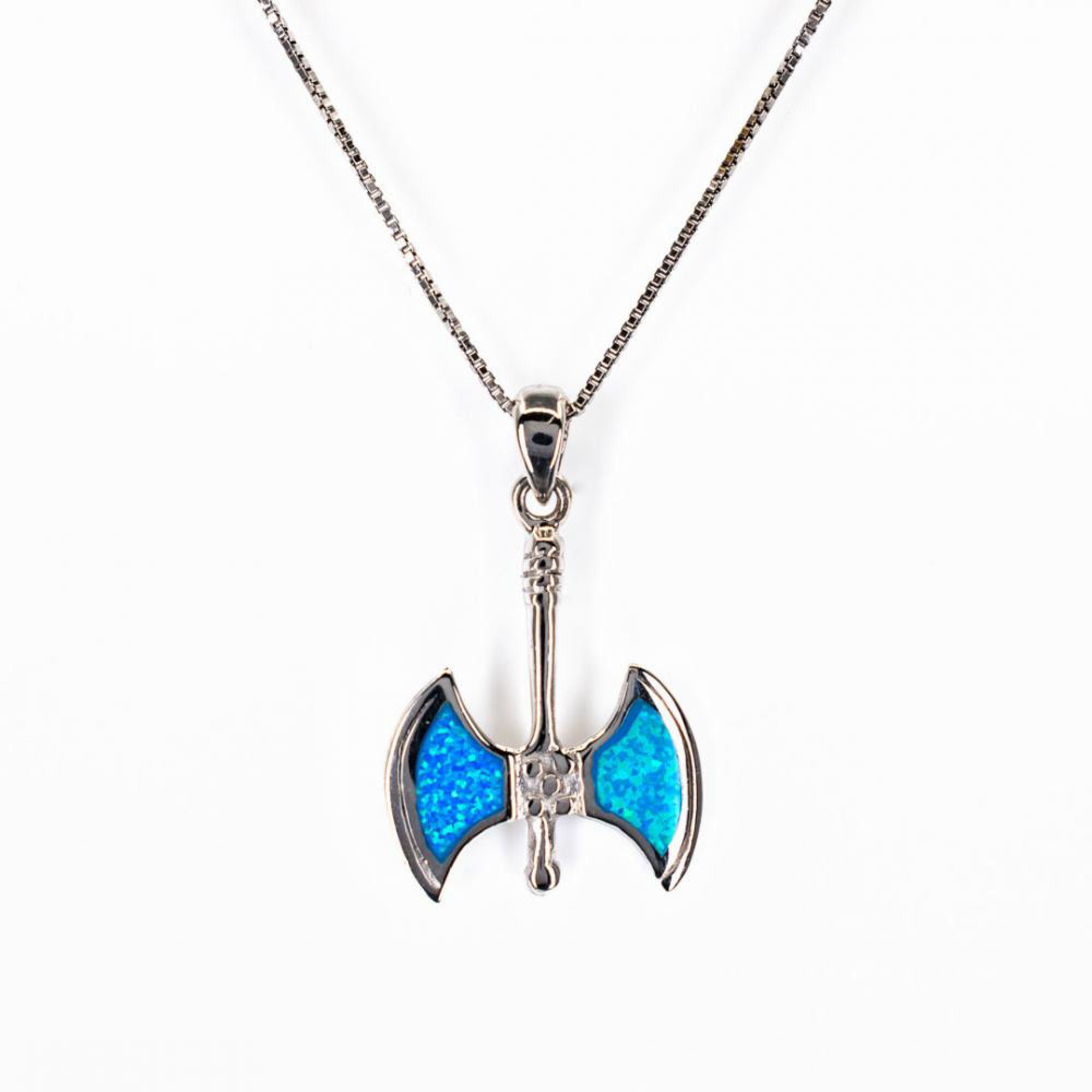 Opal double axe pendant 