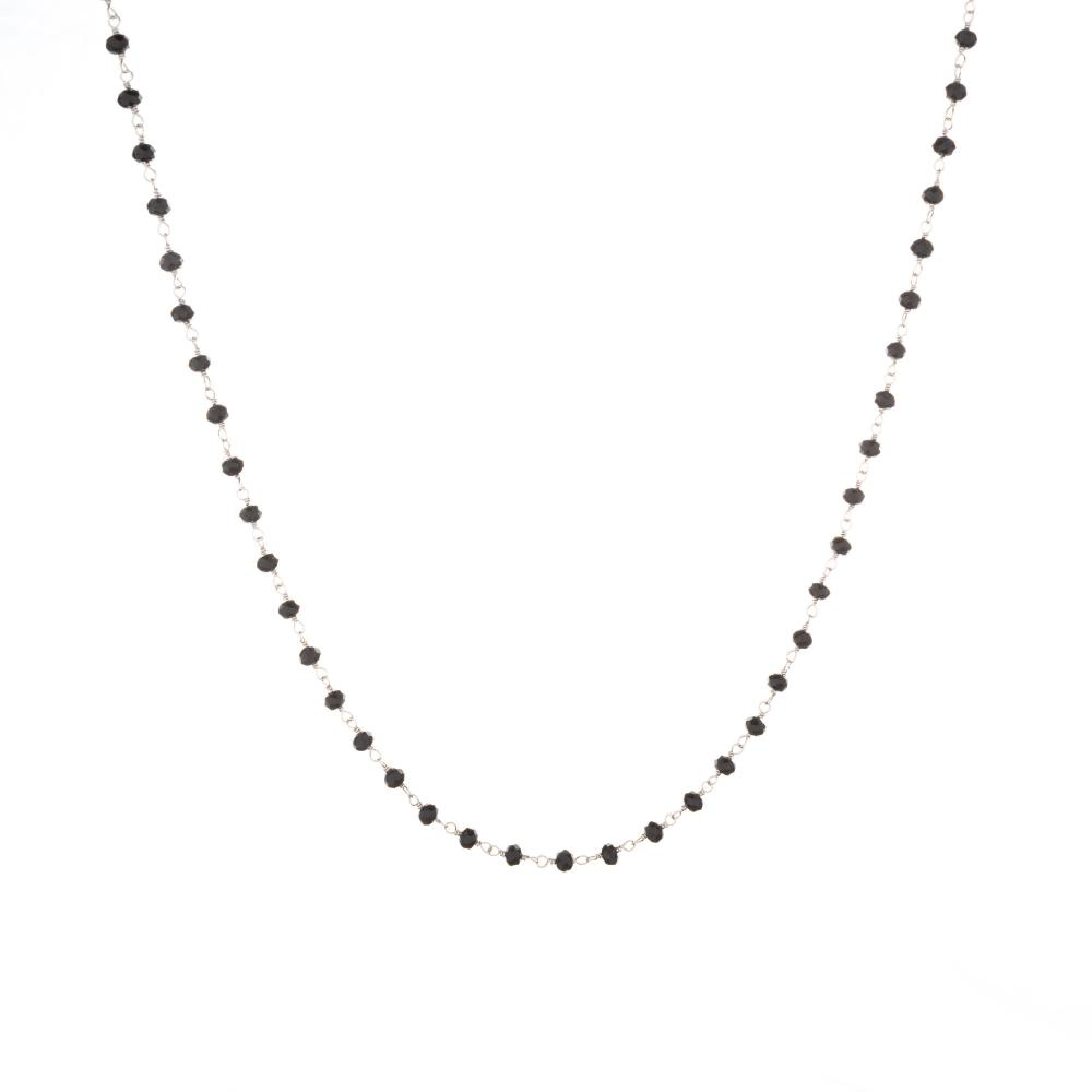 Silver necklace with black stones