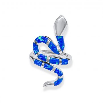 petsios Silver snake ring with opal stones