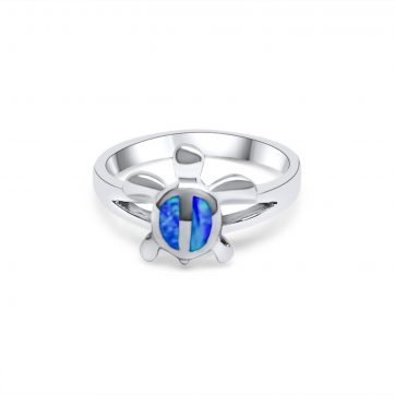 petsios Silver turtle ring with opal stones