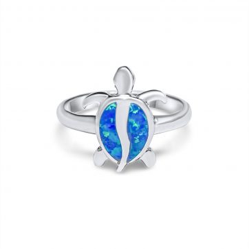 petsios Silver turtle ring with opal stones