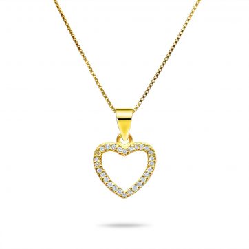 petsios Gold plated heart necklace with zircon stones 