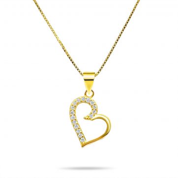 petsios Gold plated heart necklace with zircon stones 