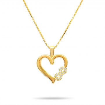 petsios Gold plated heart necklace with zircon stones 