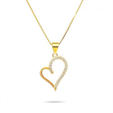 petsios Gold plated heart necklace with zircon stones 