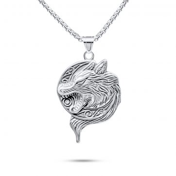 petsios Steel wolf necklace