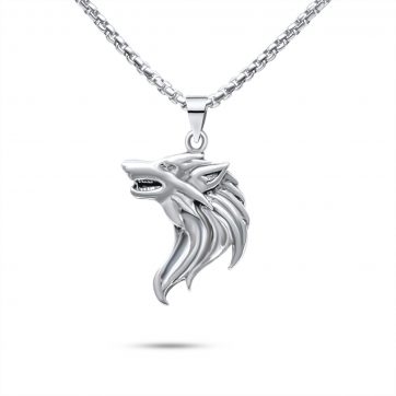 petsios Steel wolf necklace