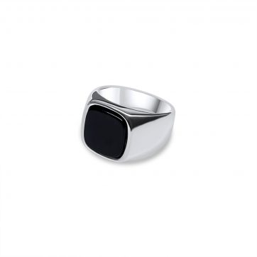 petsios Steel ring with black stone